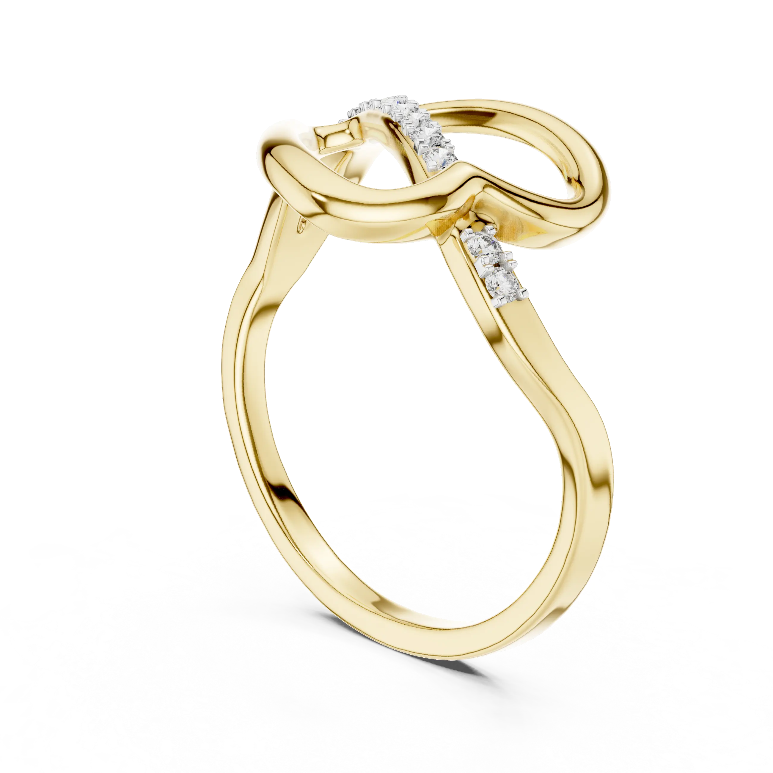 MJR063 - Openwork Abstract Heart Slanted Ribbon Fashion Ring