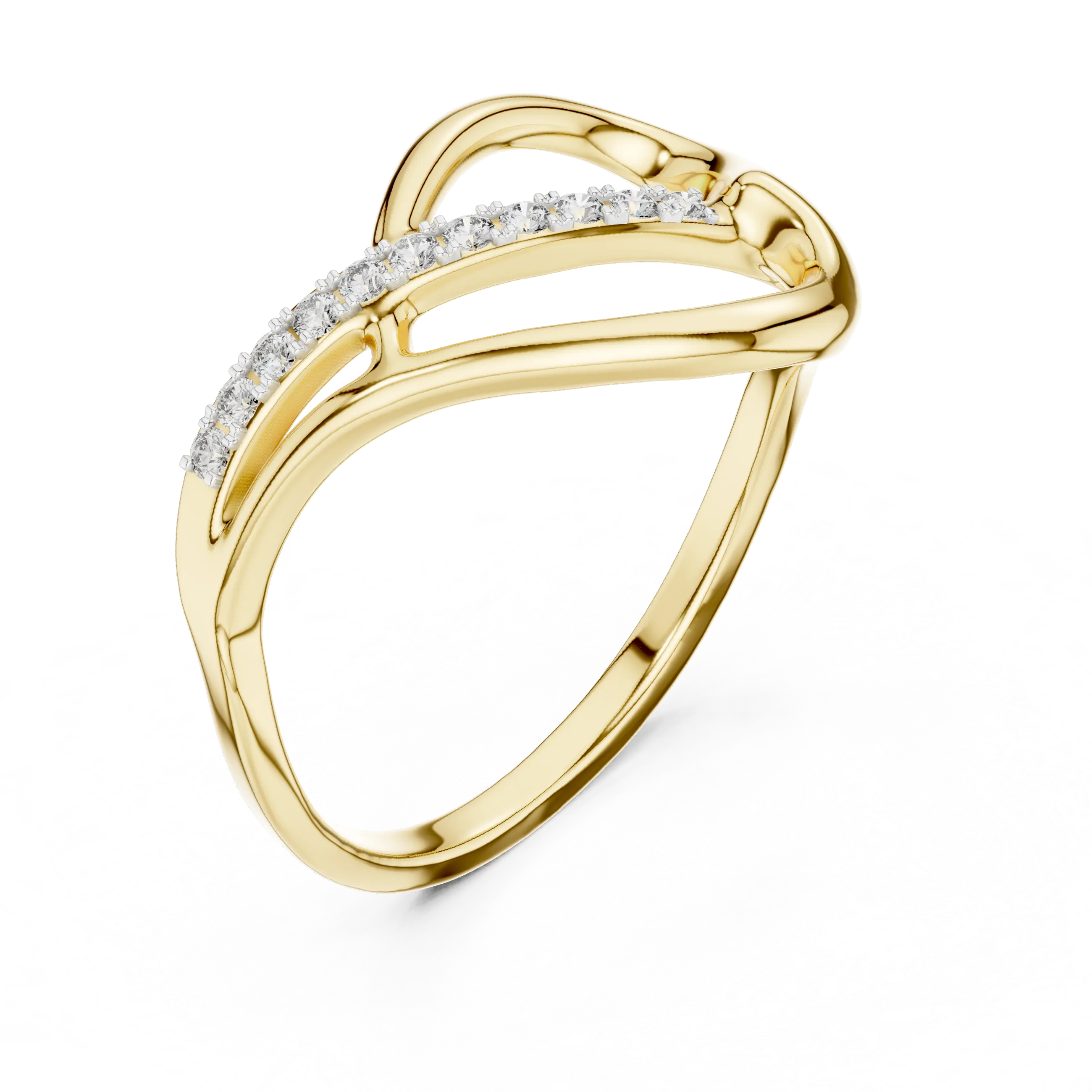 MJR063 - Openwork Abstract Heart Slanted Ribbon Fashion Ring