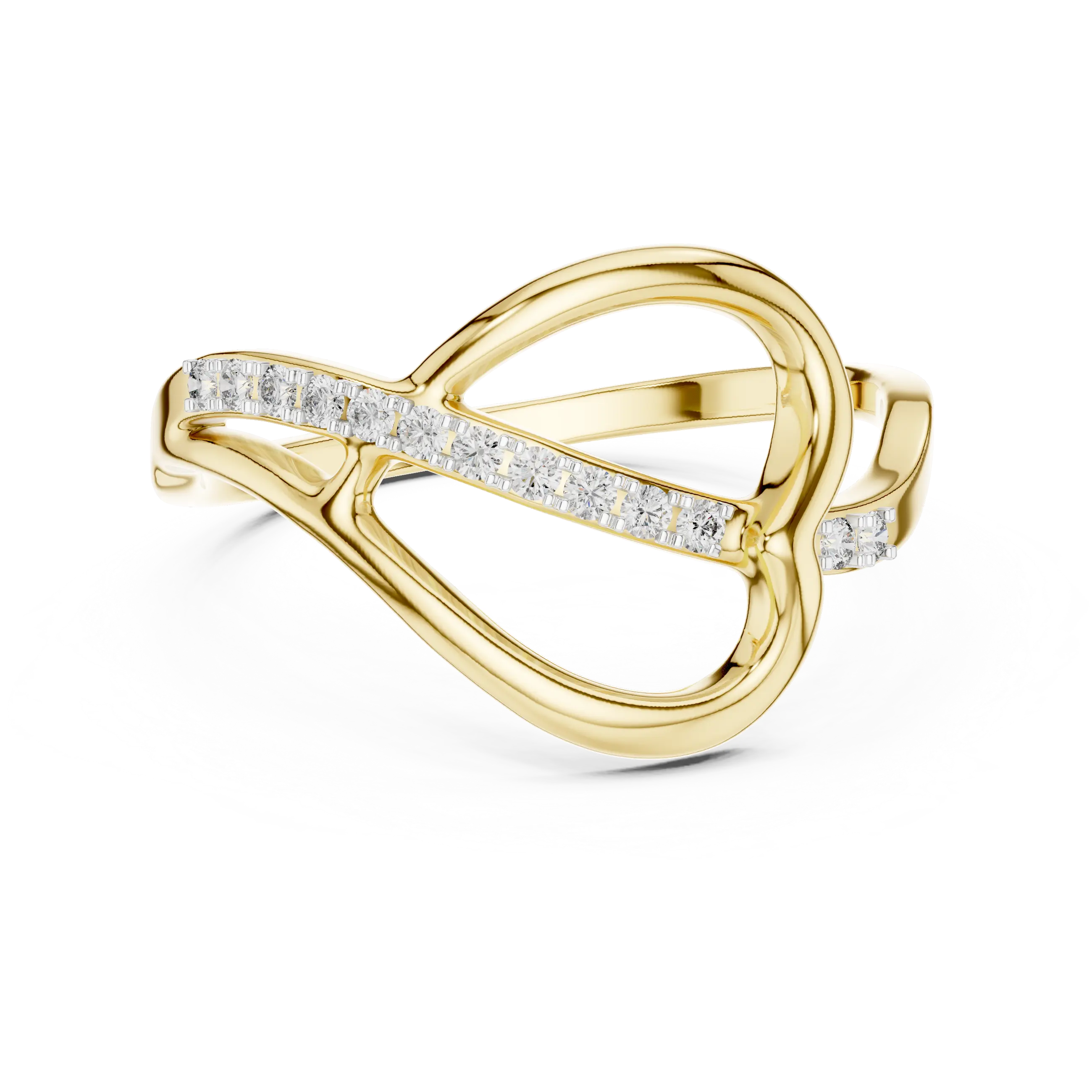 MJR063 - Openwork Abstract Heart Slanted Ribbon Fashion Ring