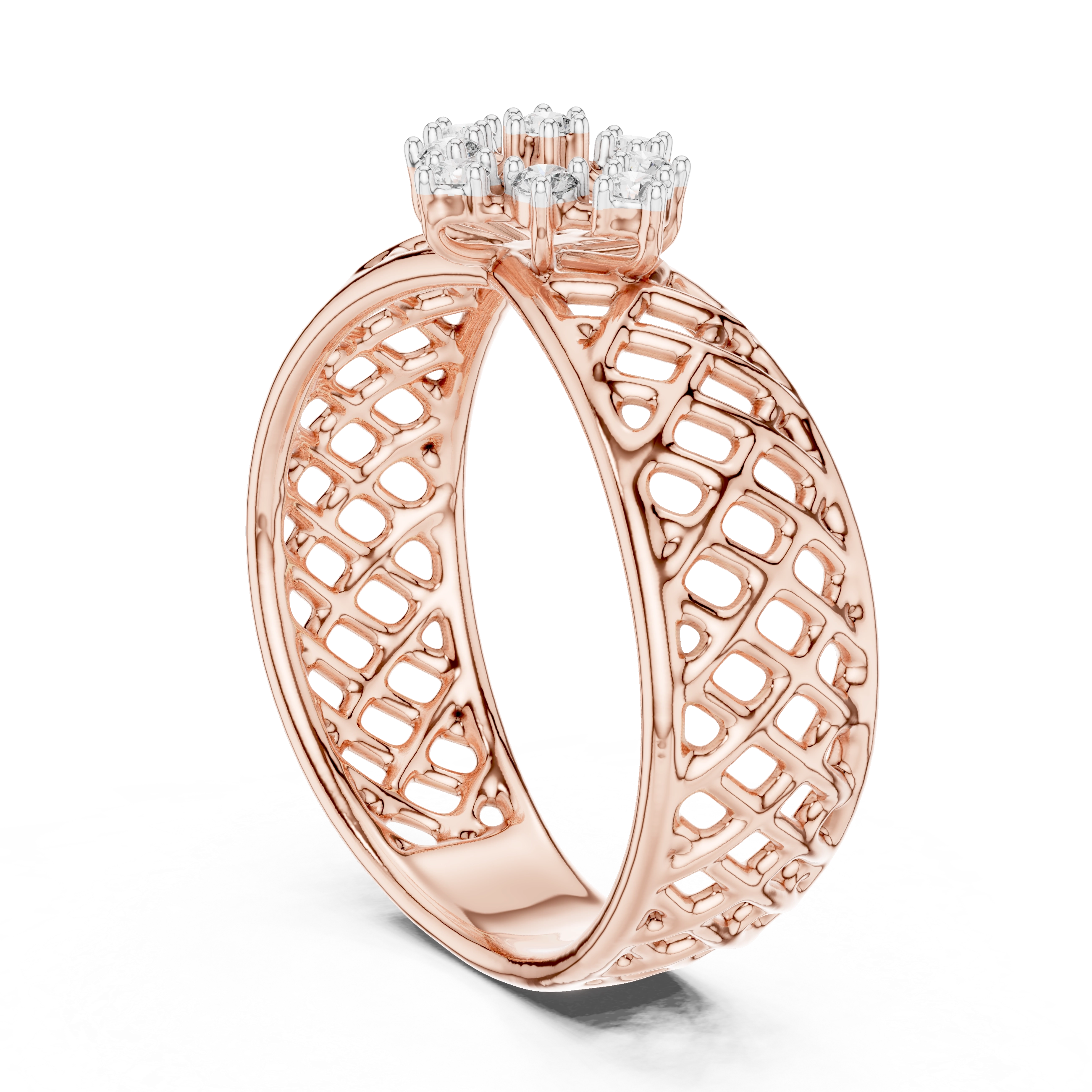 MJAR003 - Round Lattice Filigree Cluster Band