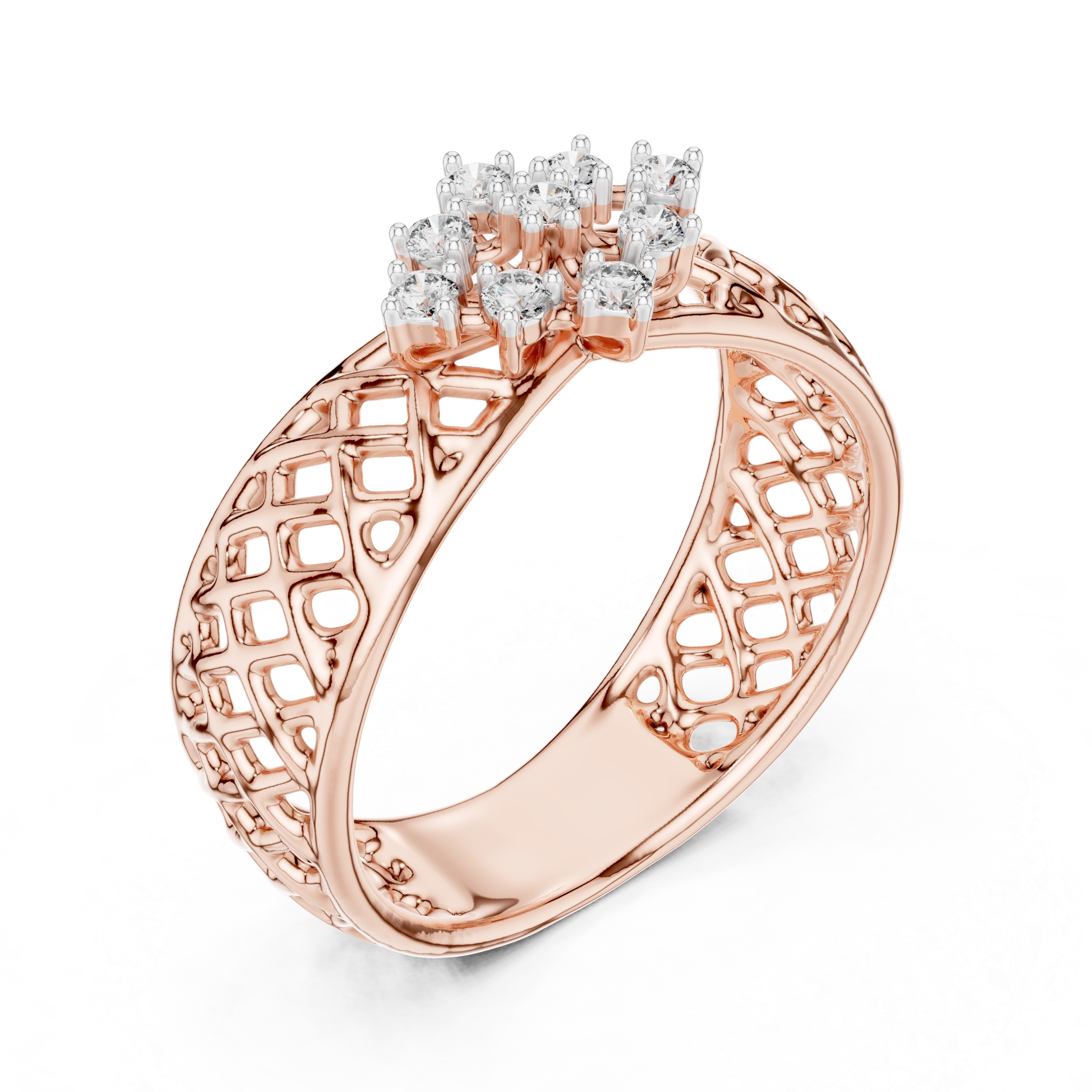 MJAR003 - Round Lattice Filigree Cluster Band