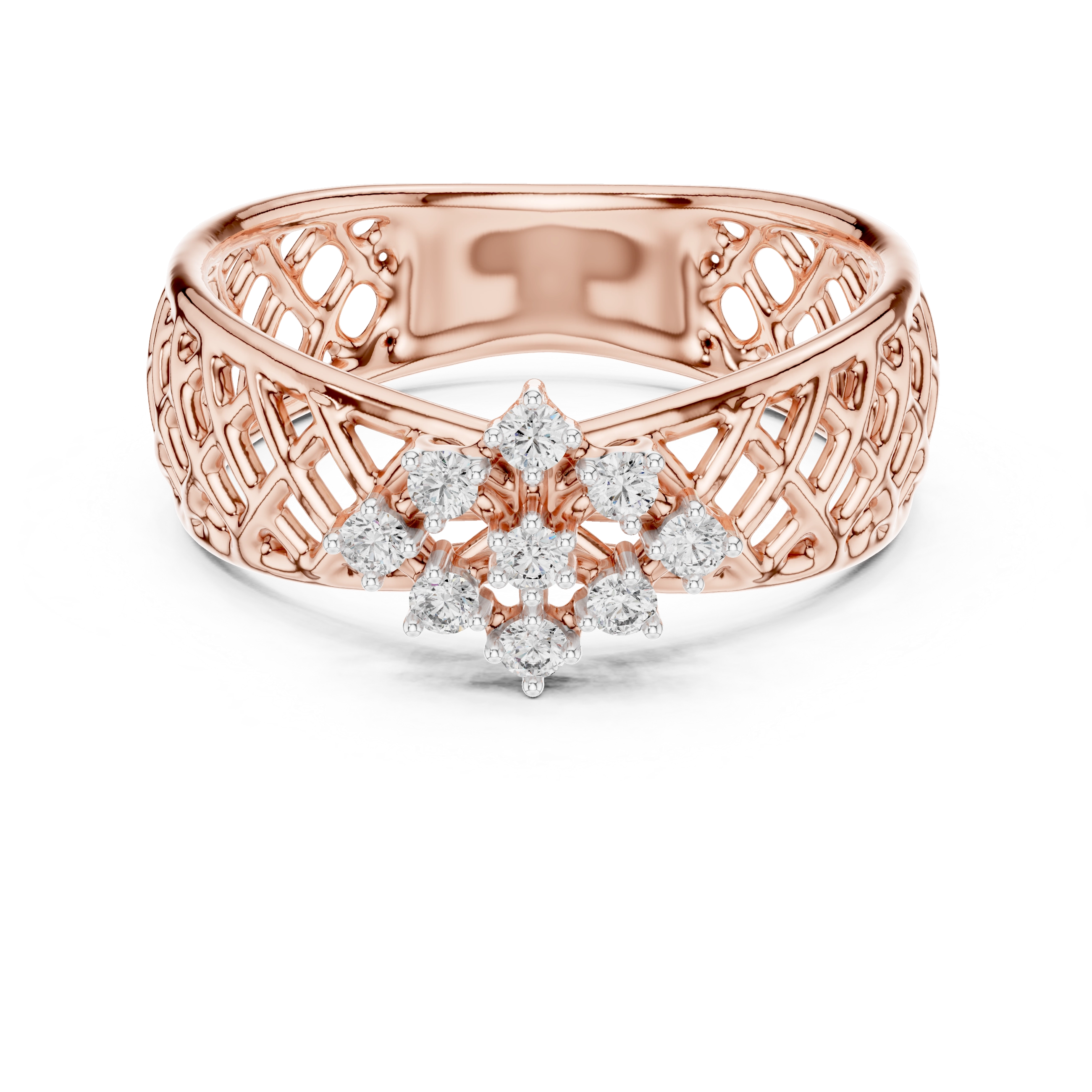 MJAR003 - Round Lattice Filigree Cluster Band