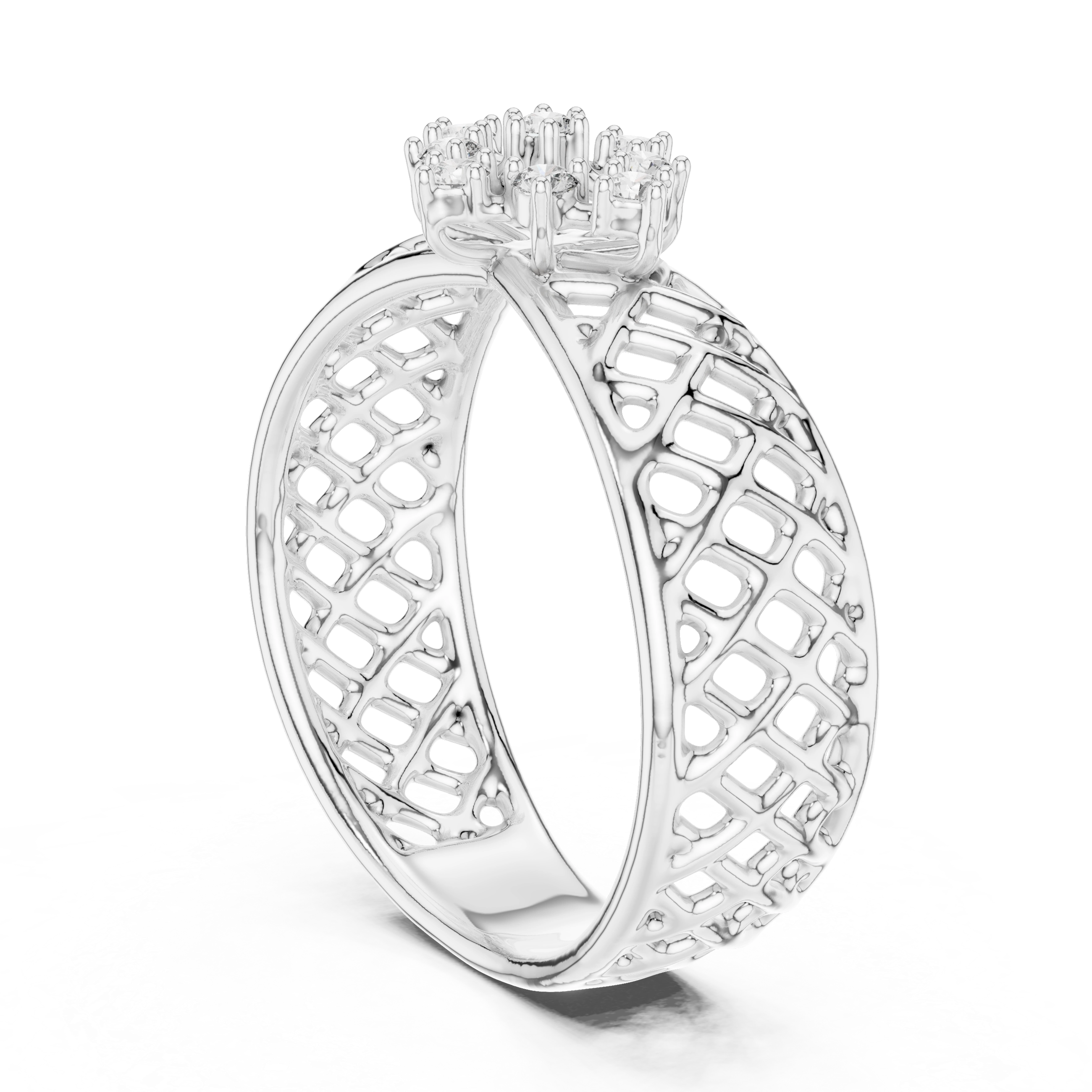 MJAR003 - Round Lattice Filigree Cluster Band