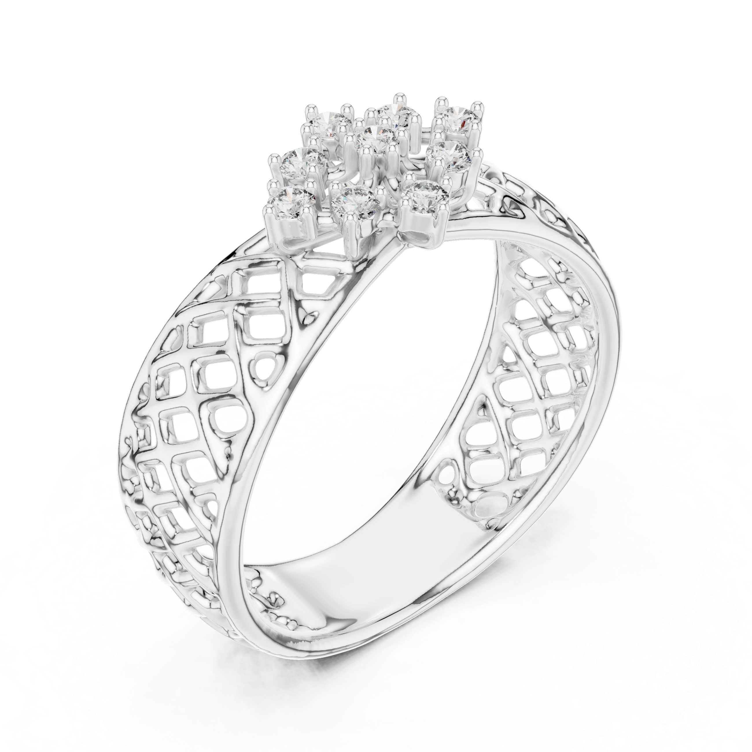 MJAR003 - Round Lattice Filigree Cluster Band