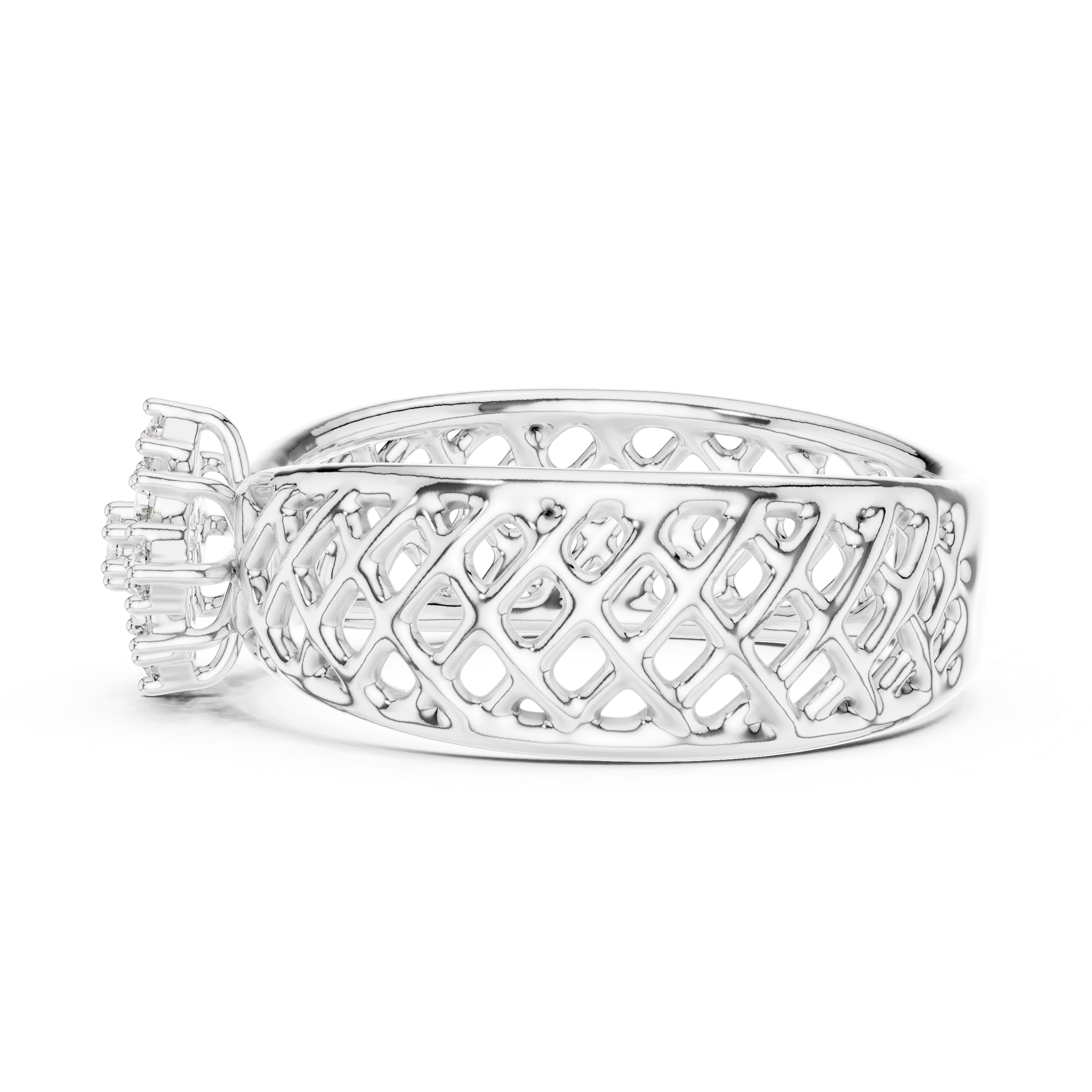 MJAR003 - Round Lattice Filigree Cluster Band