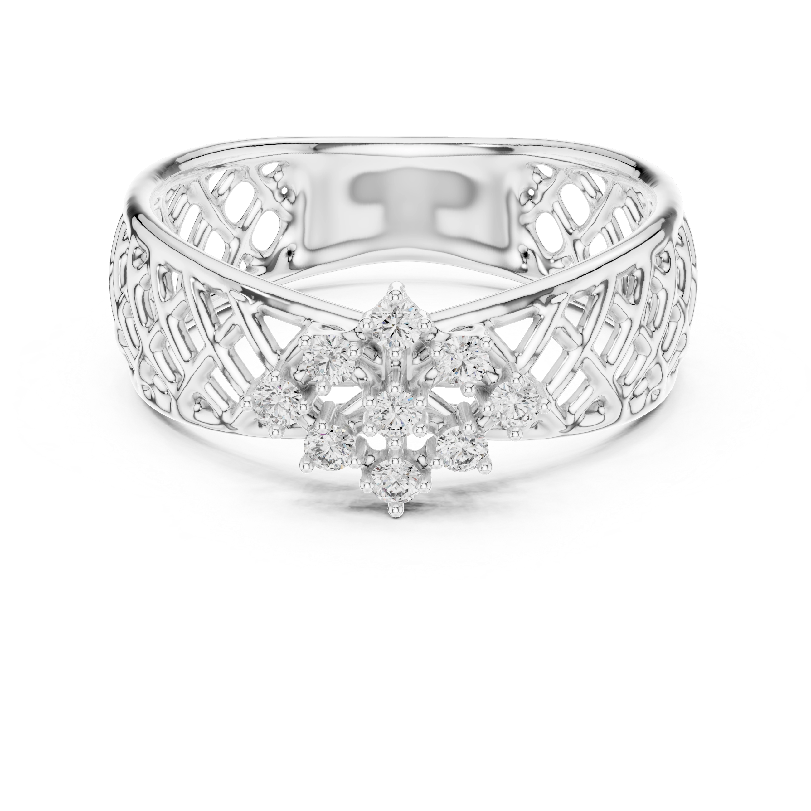 MJAR003 - Round Lattice Filigree Cluster Band