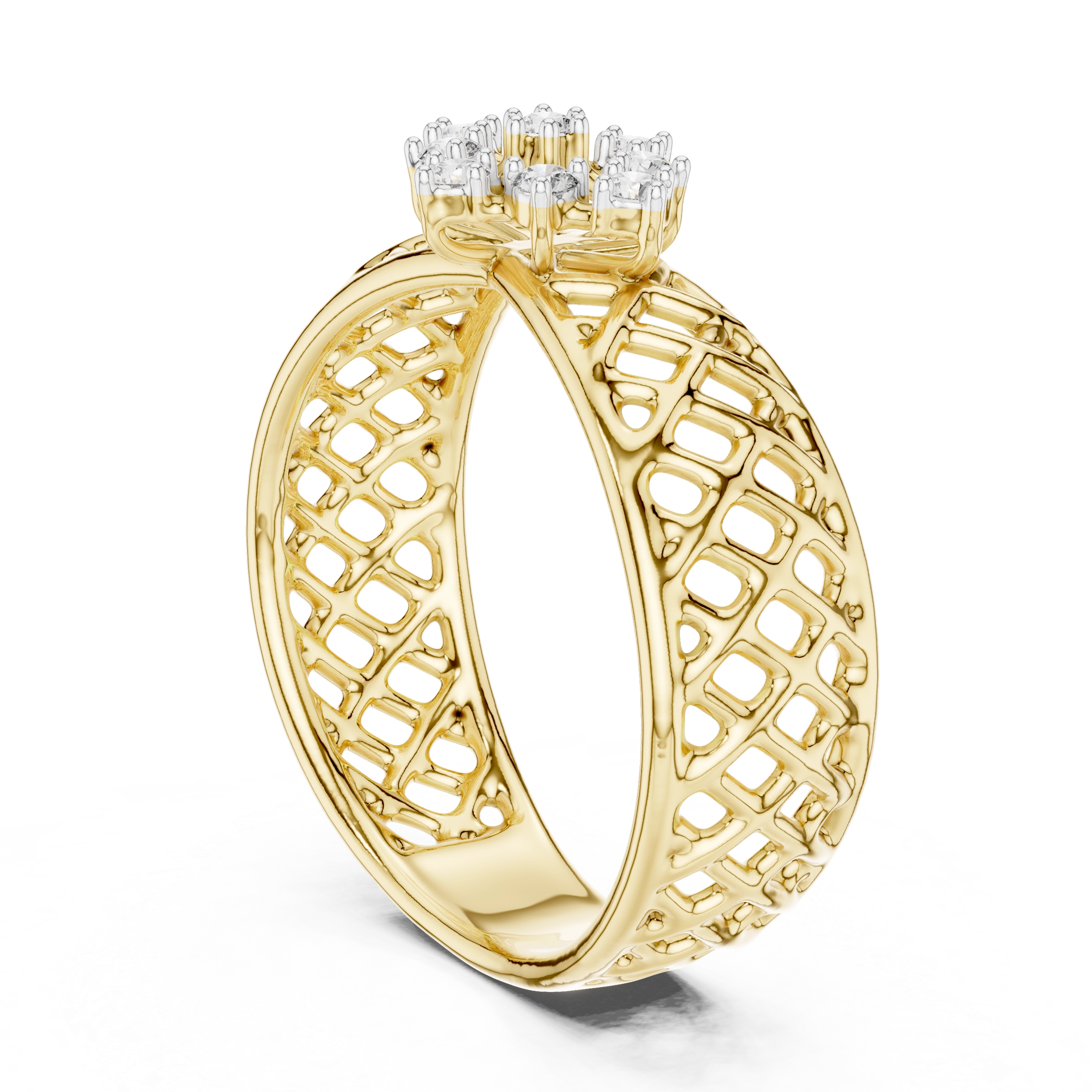 MJAR003 - Round Lattice Filigree Cluster Band