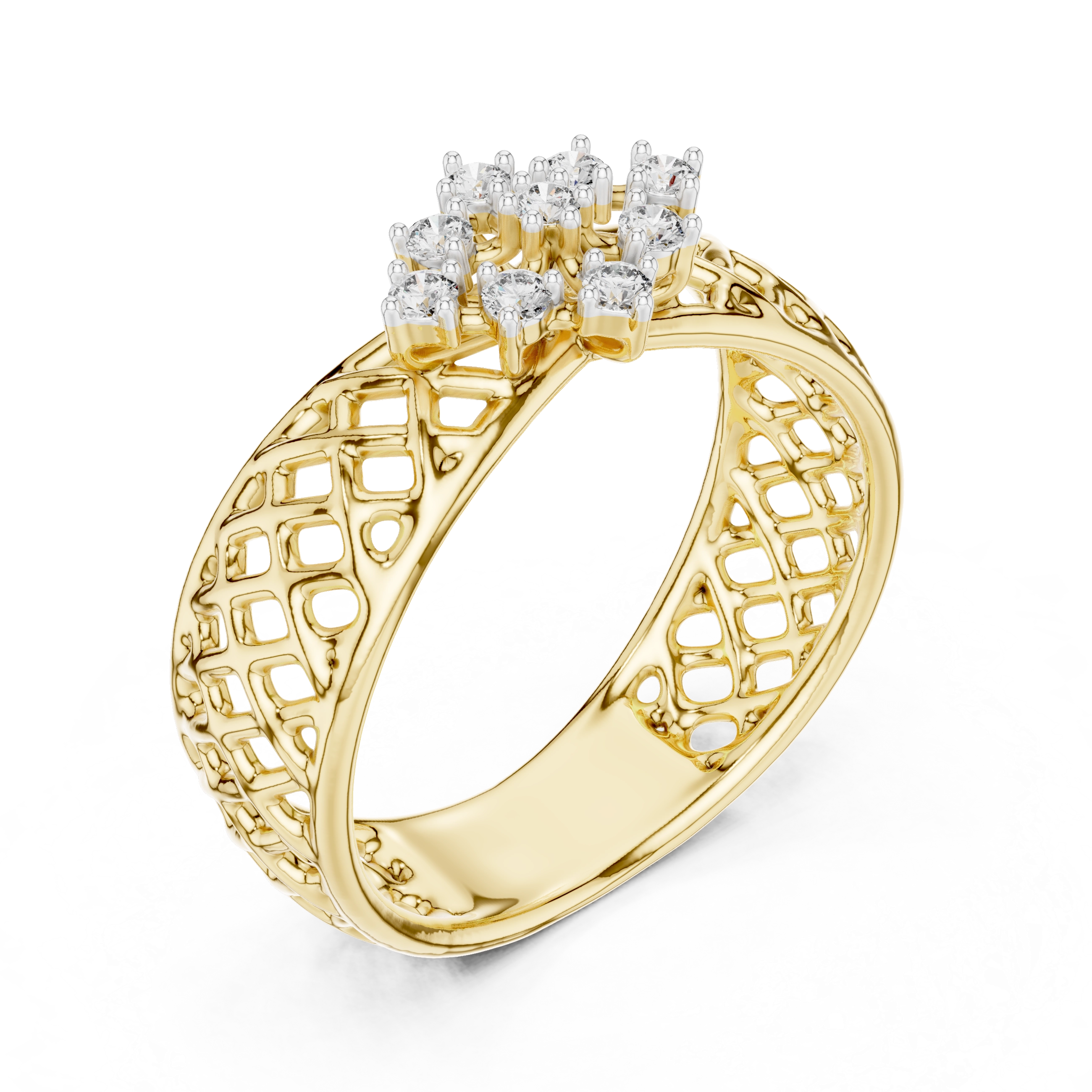 MJAR003 - Round Lattice Filigree Cluster Band