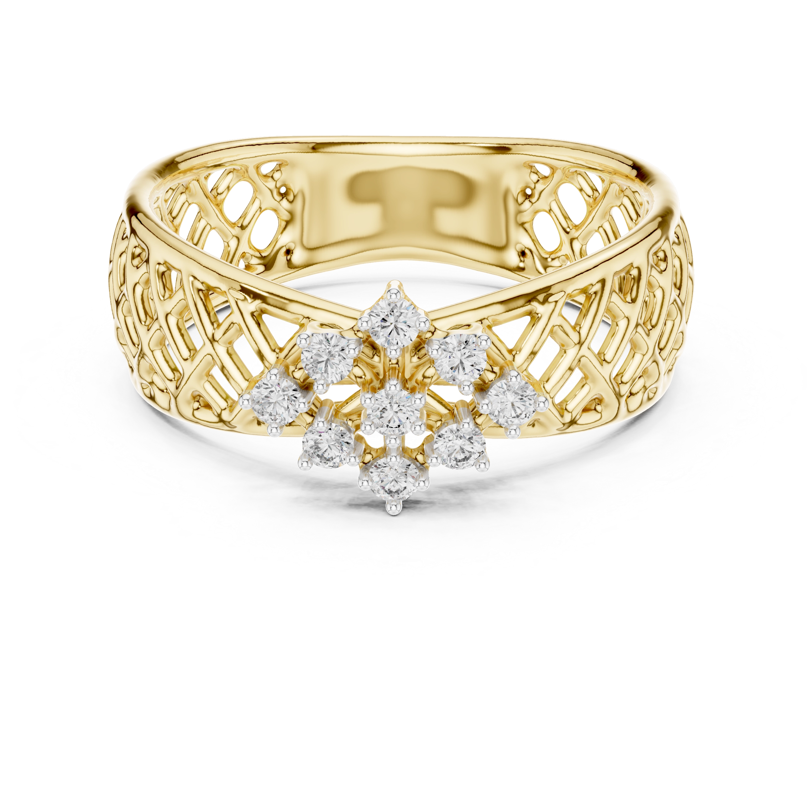 MJAR003 - Round Lattice Filigree Cluster Band