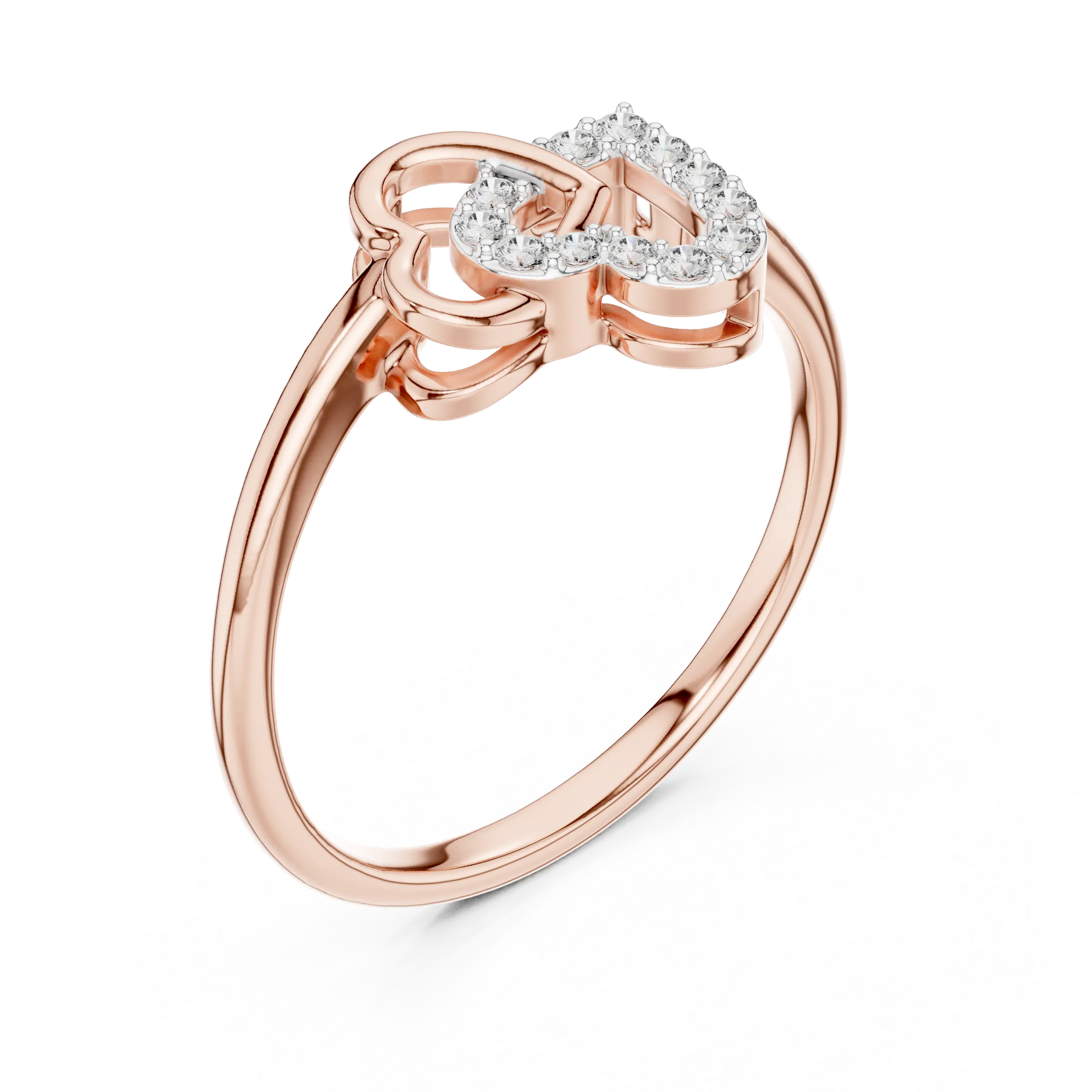 MJR065 - Openwork Interlocking Dual Heart Promise Ring