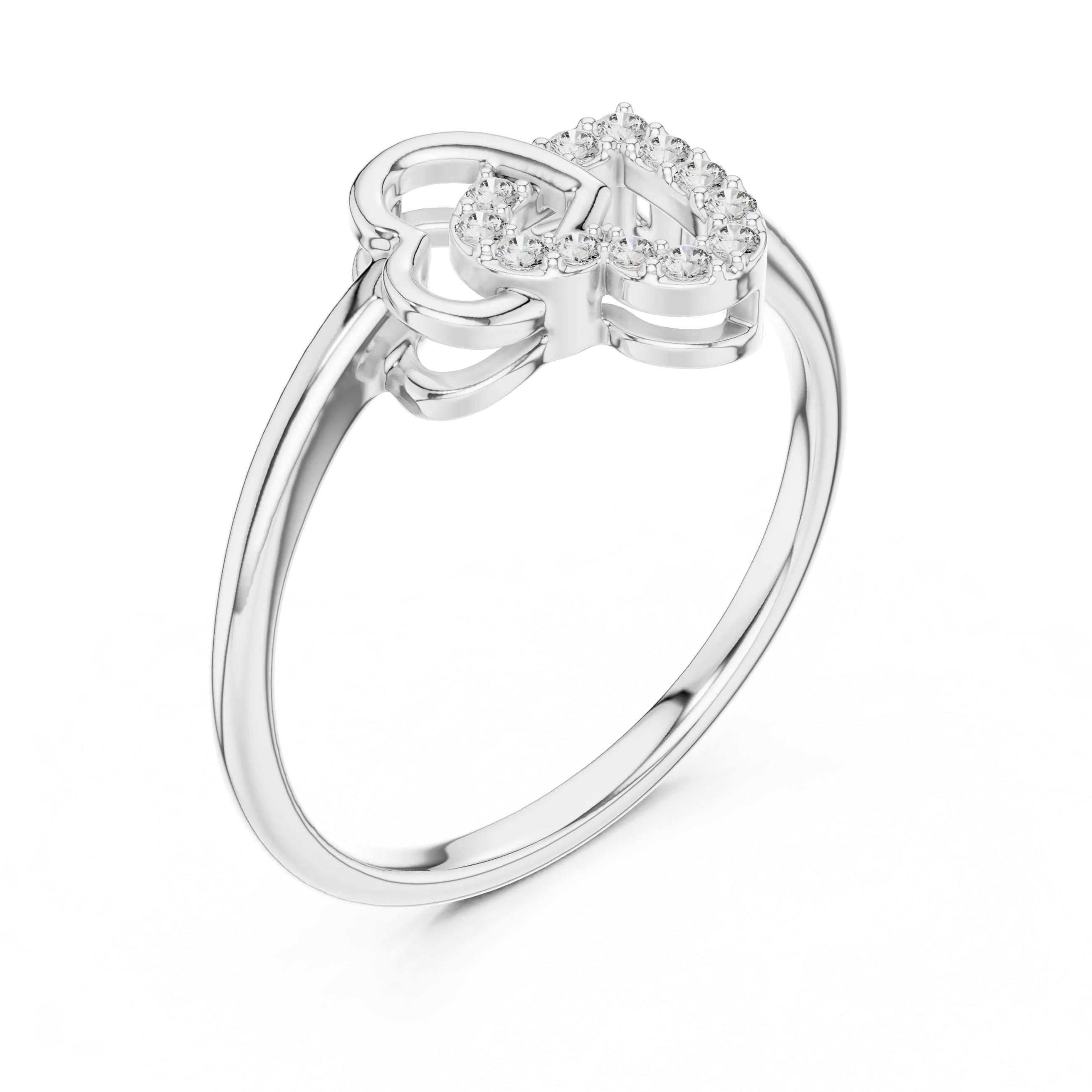 MJR065 - Openwork Interlocking Dual Heart Promise Ring