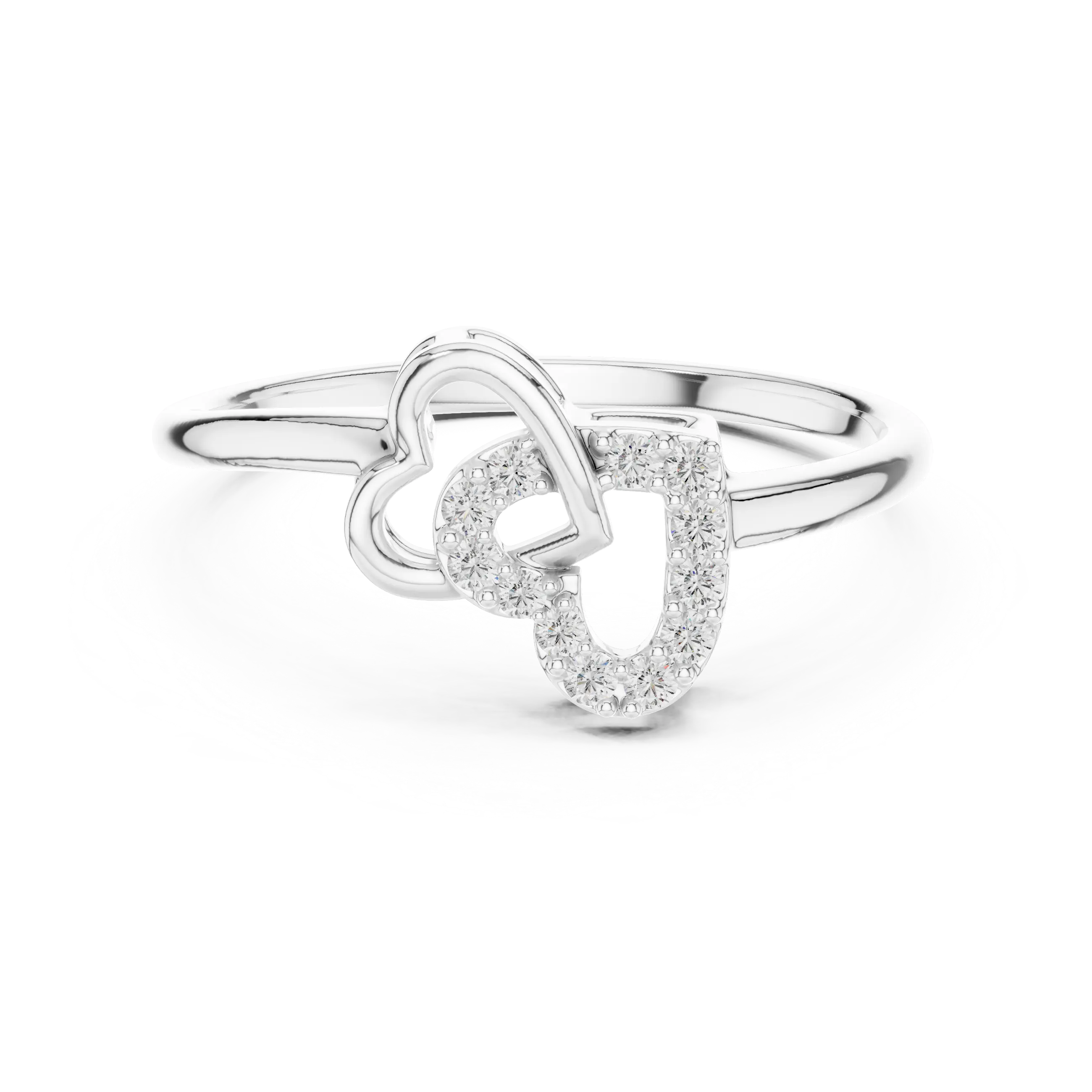 MJR065 - Openwork Interlocking Dual Heart Promise Ring