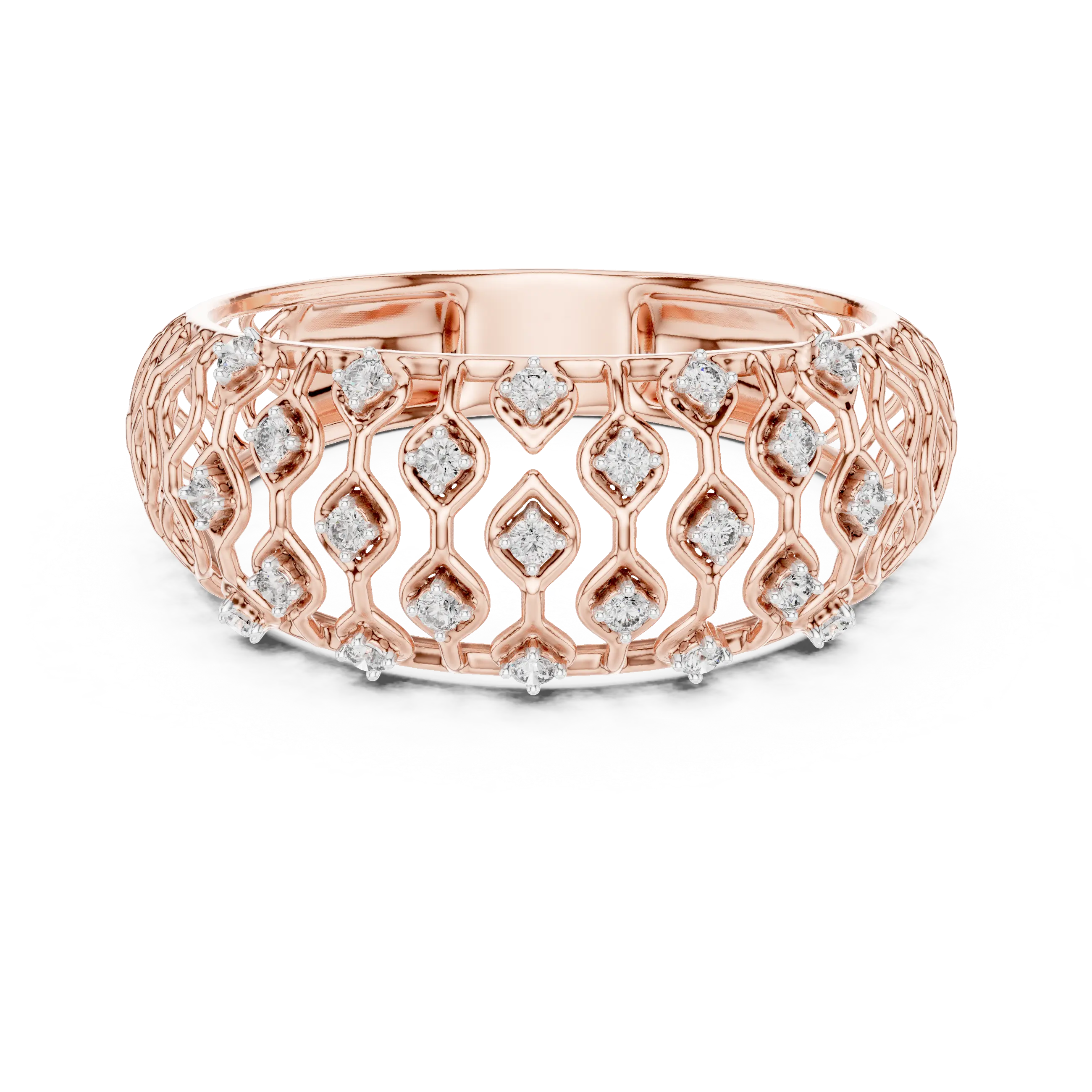 MJAR004 - Geometric Round Accent Open Lattice Band
