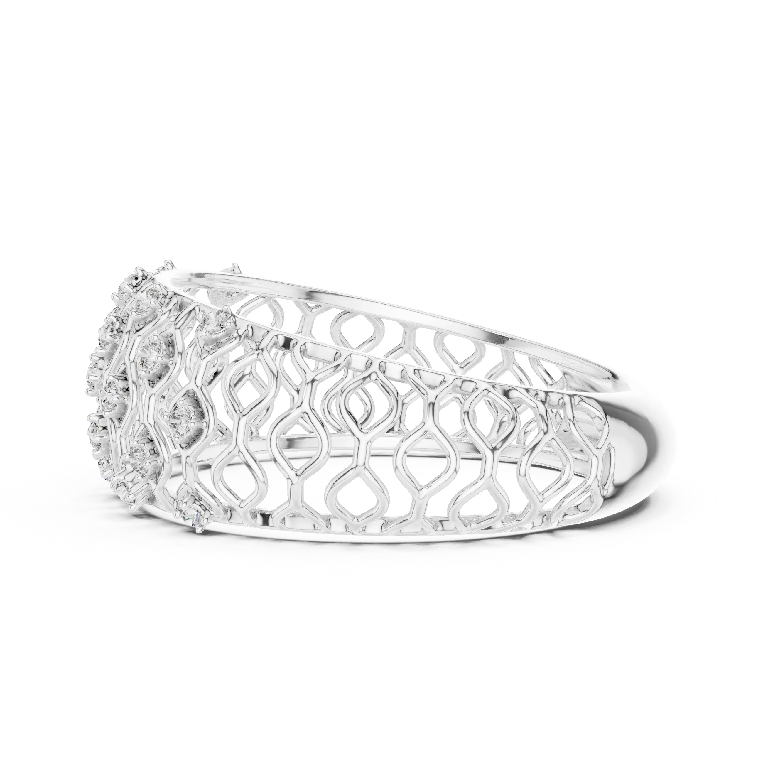 MJAR004 - Geometric Round Accent Open Lattice Band