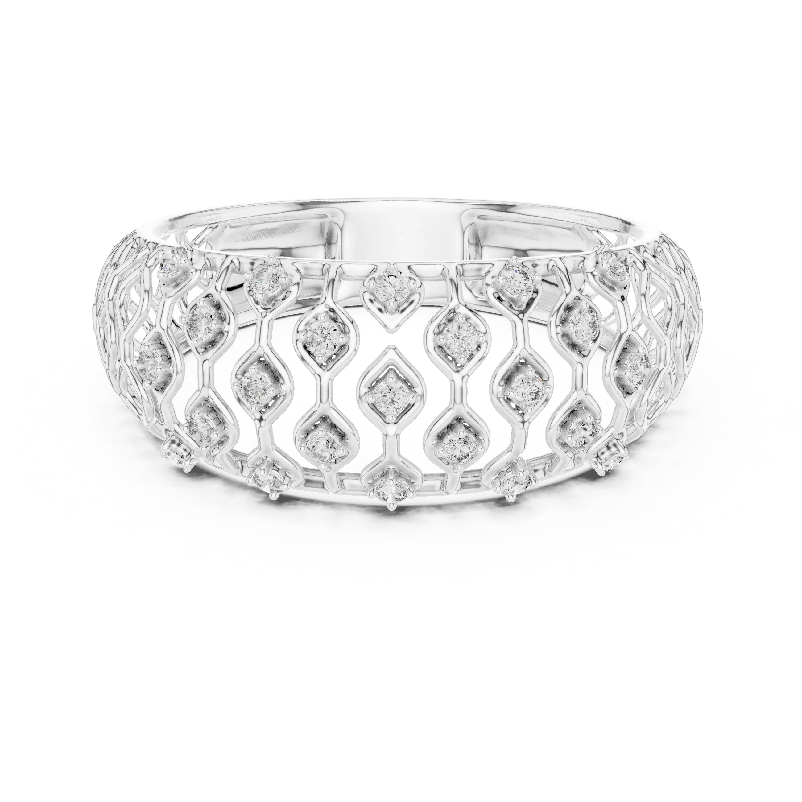 MJAR004 - Geometric Round Accent Open Lattice Band