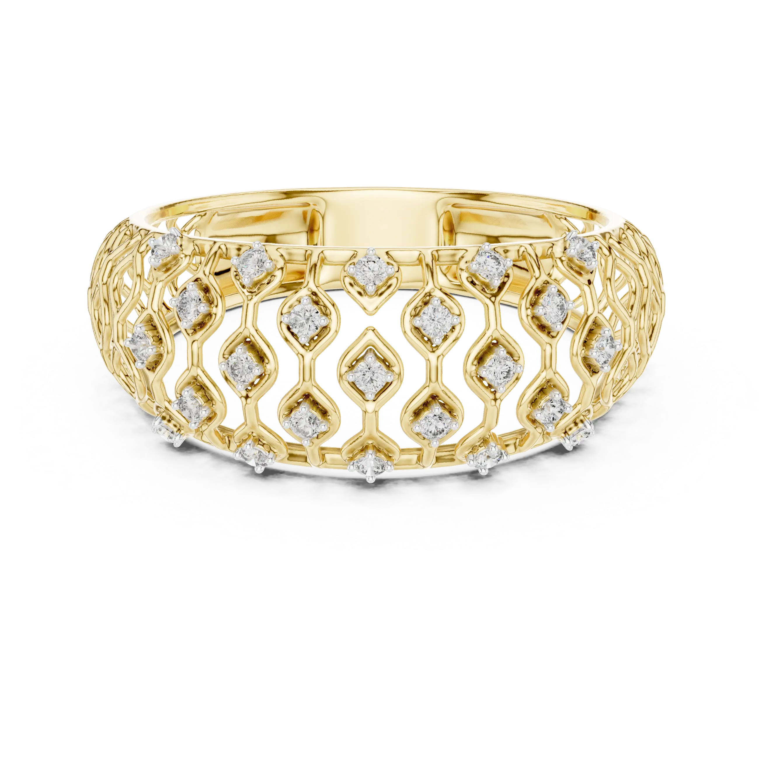 MJAR004 - Geometric Round Accent Open Lattice Band