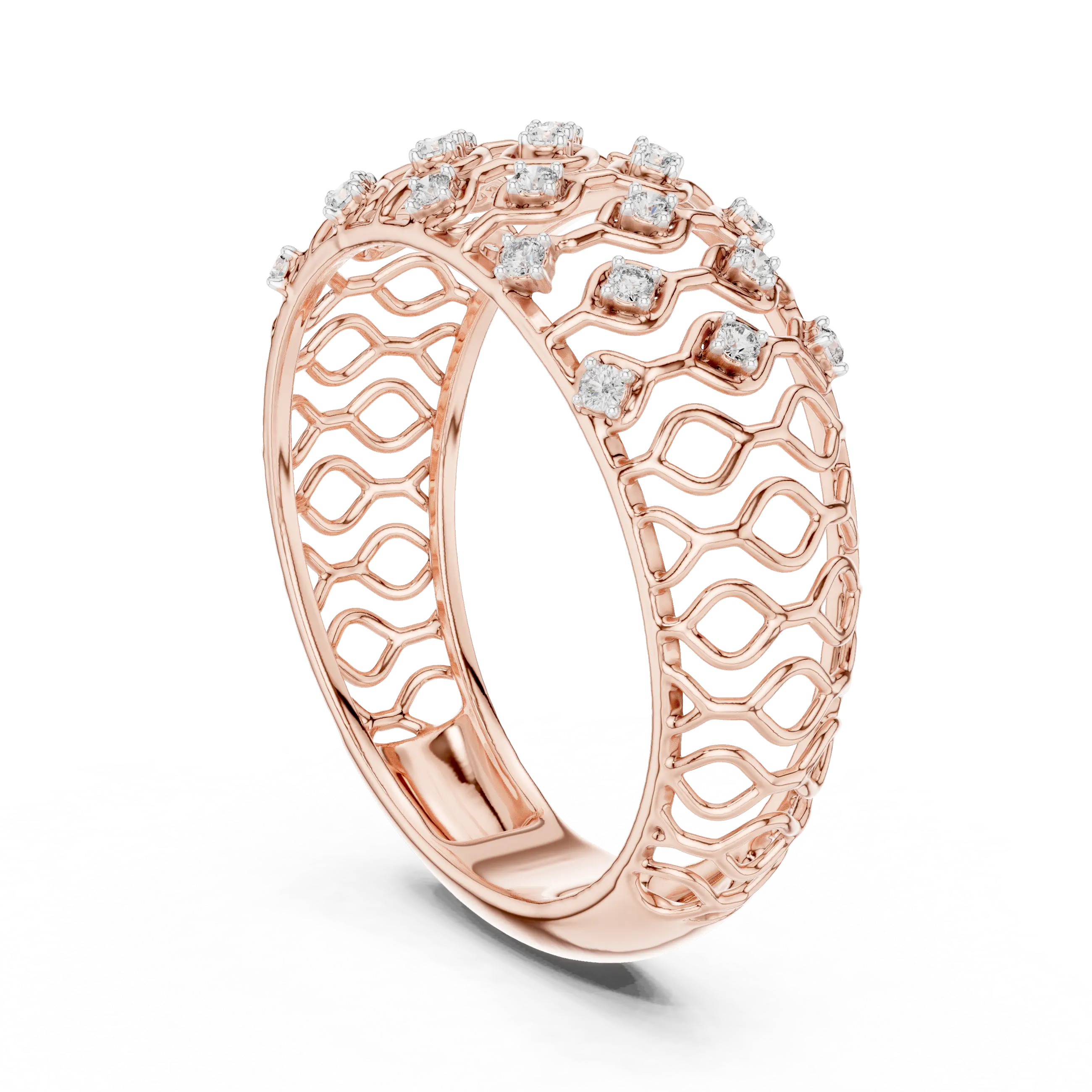MJAR004 - Geometric Round Accent Open Lattice Band