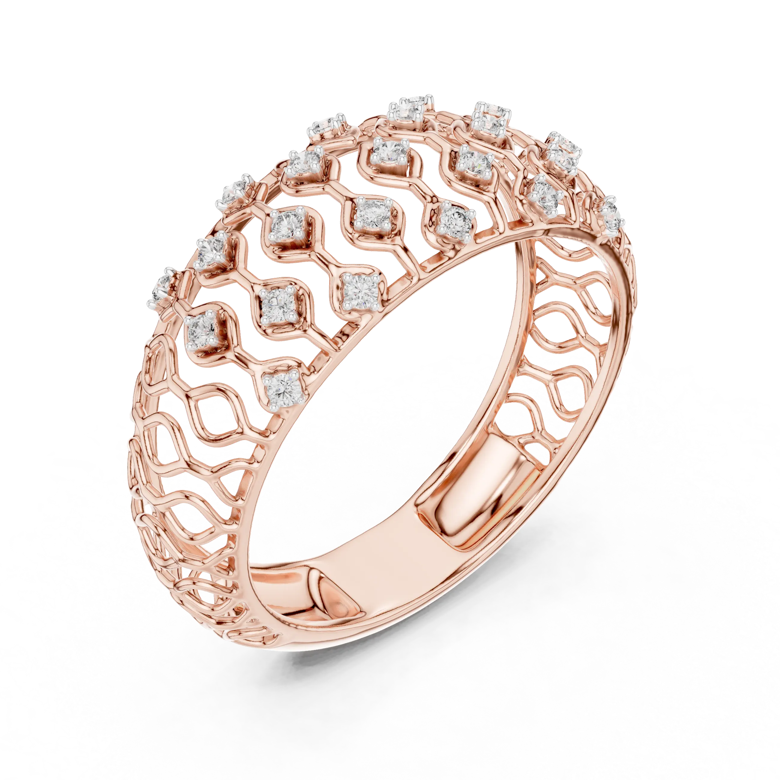 MJAR004 - Geometric Round Accent Open Lattice Band