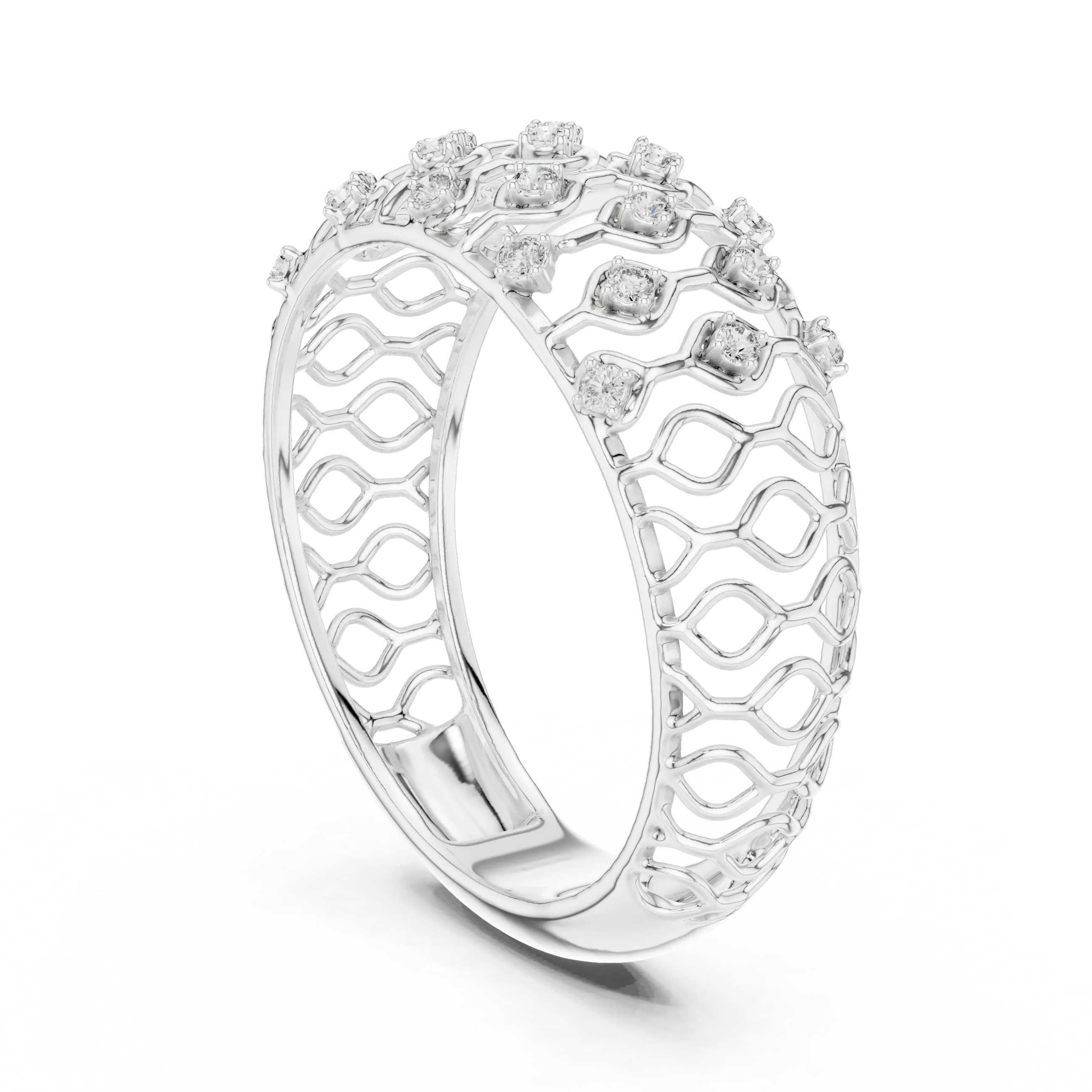 MJAR004 - Geometric Round Accent Open Lattice Band
