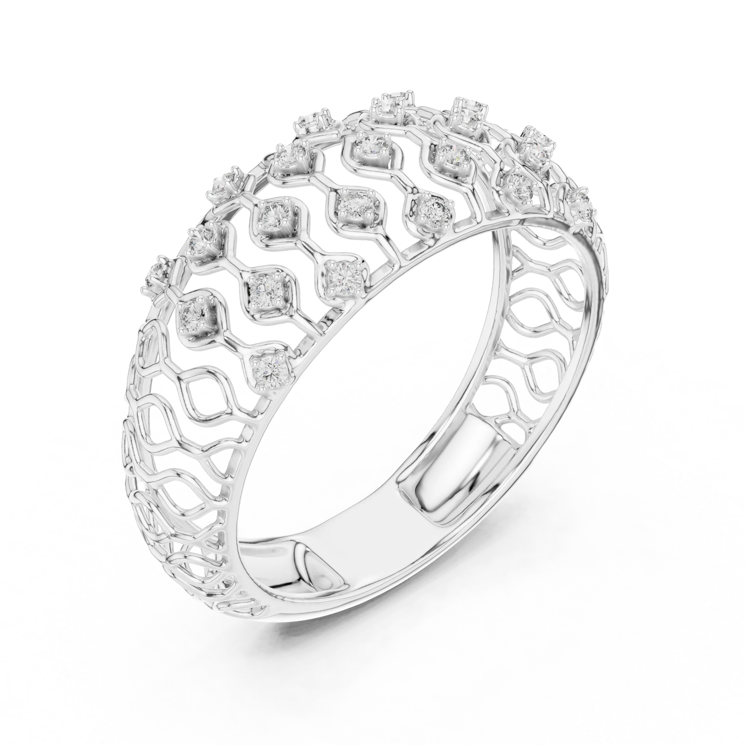 MJAR004 - Geometric Round Accent Open Lattice Band