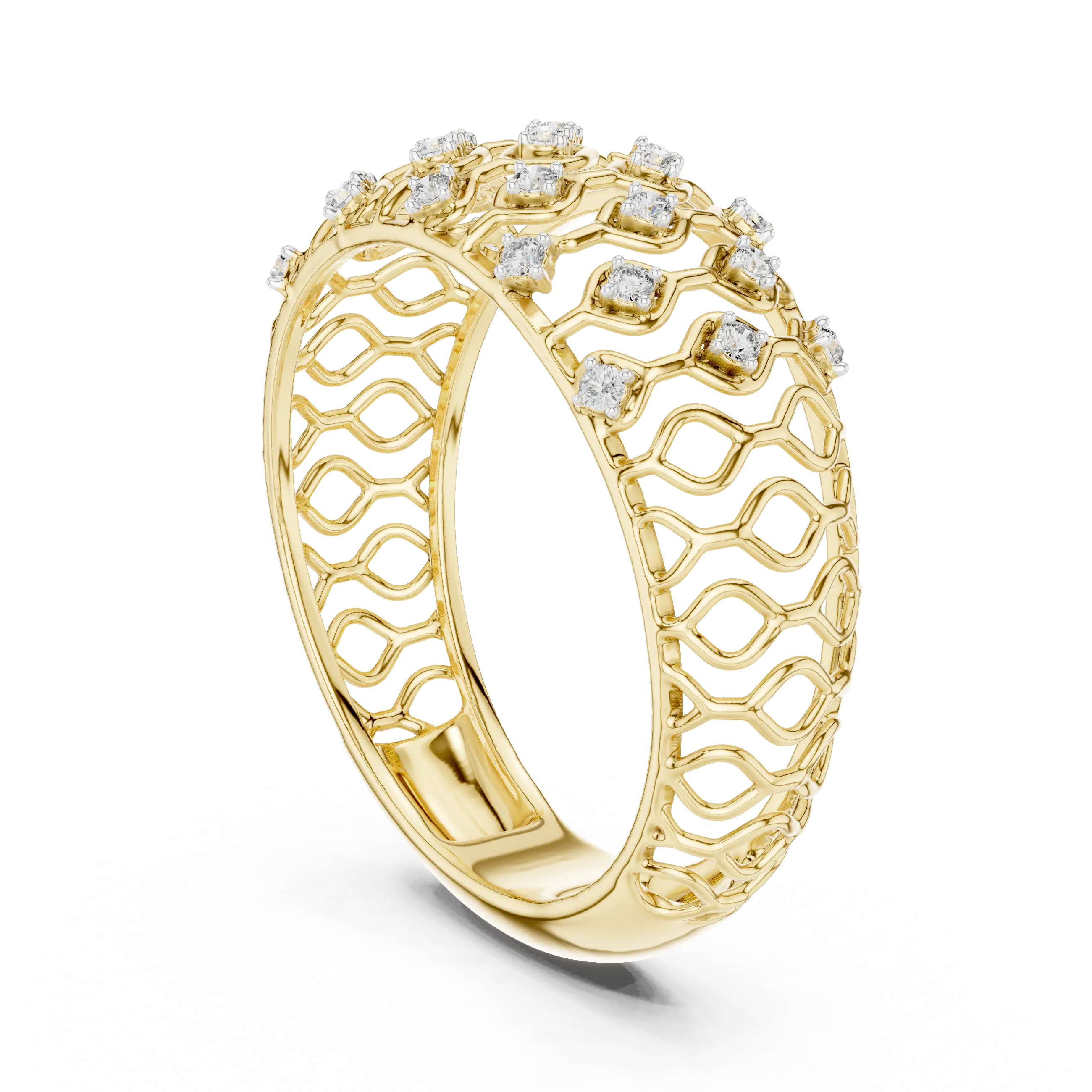 MJAR004 - Geometric Round Accent Open Lattice Band