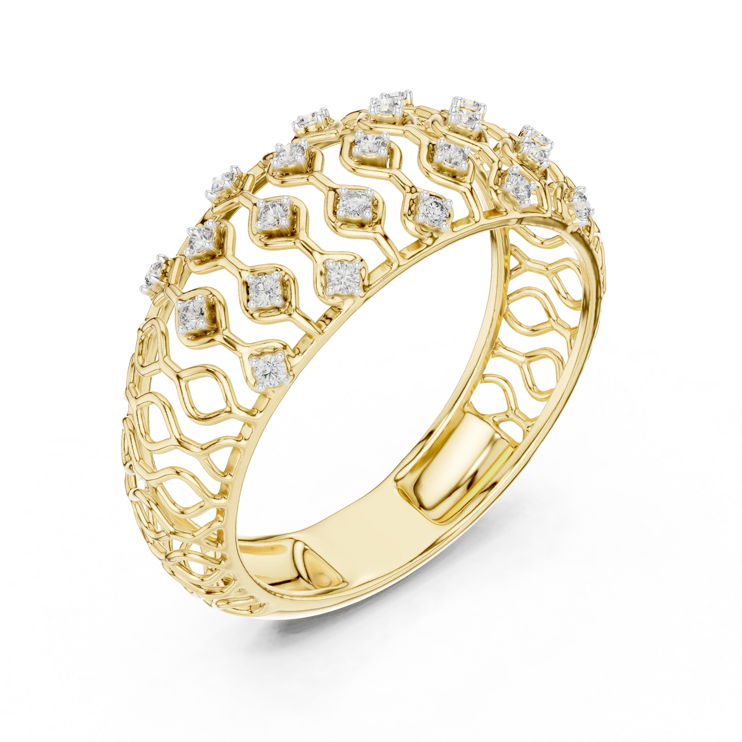 MJAR004 - Geometric Round Accent Open Lattice Band
