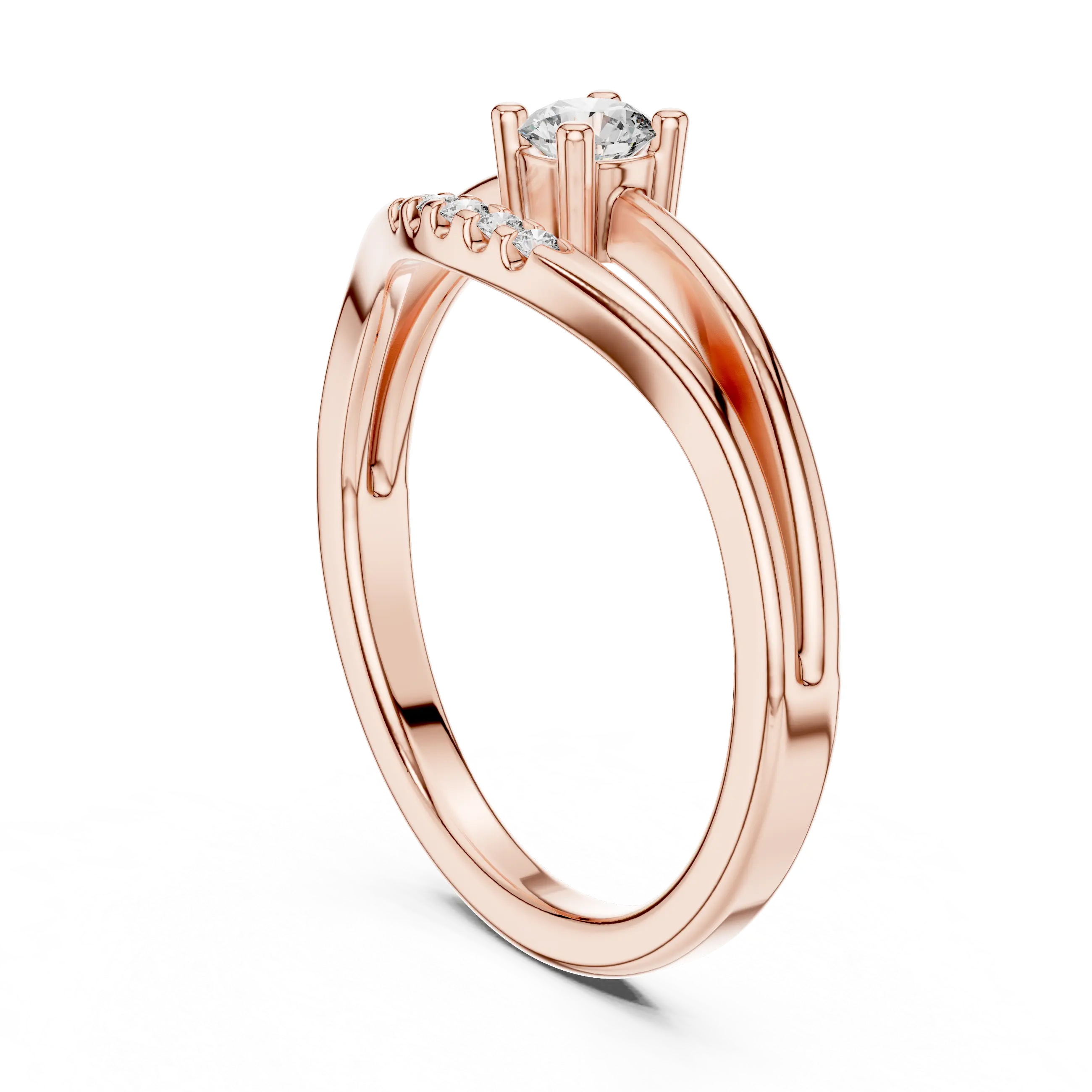 MJR054 - Round Brilliant Floating Chevron Multi Strand Ring