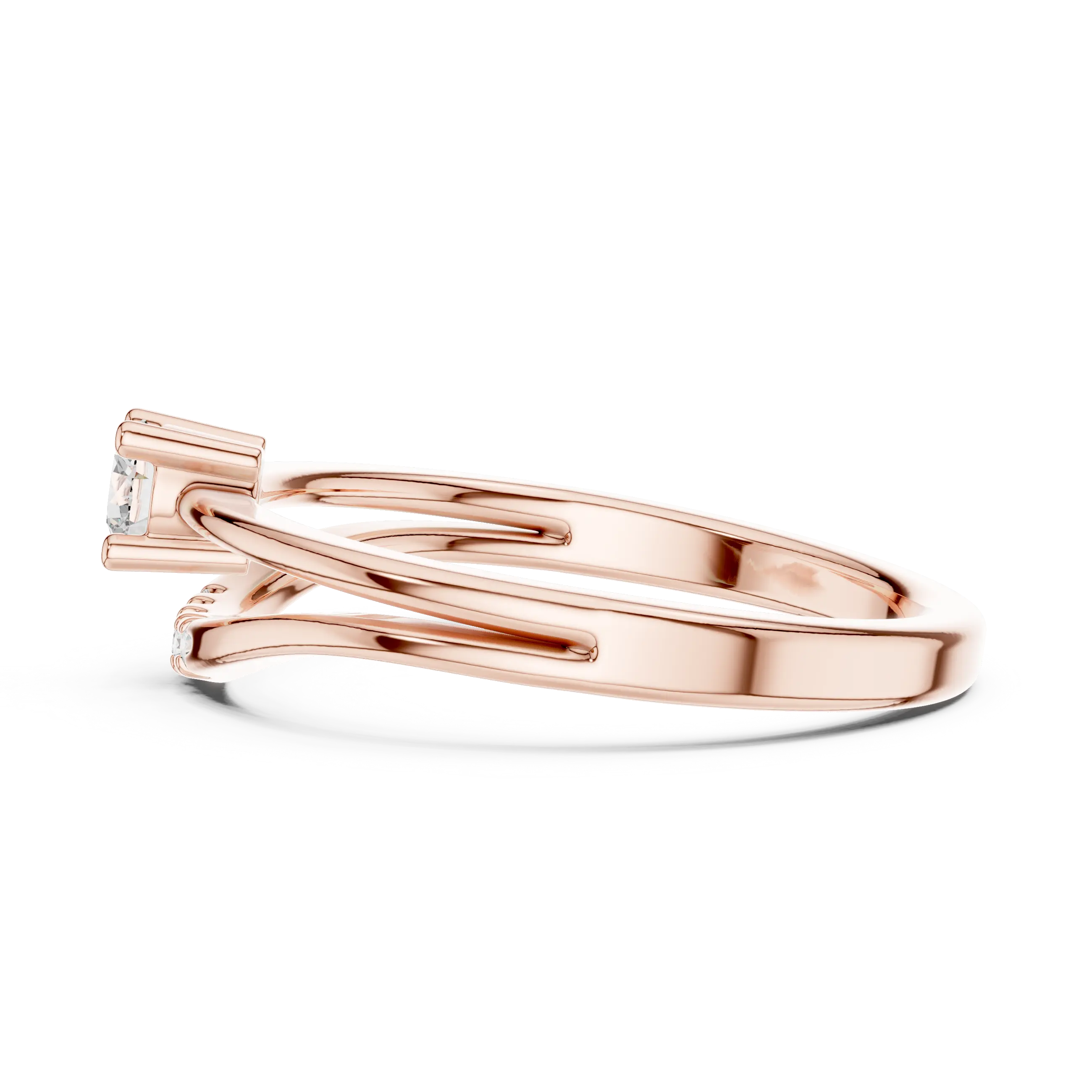 MJR054 - Round Brilliant Floating Chevron Multi Strand Ring