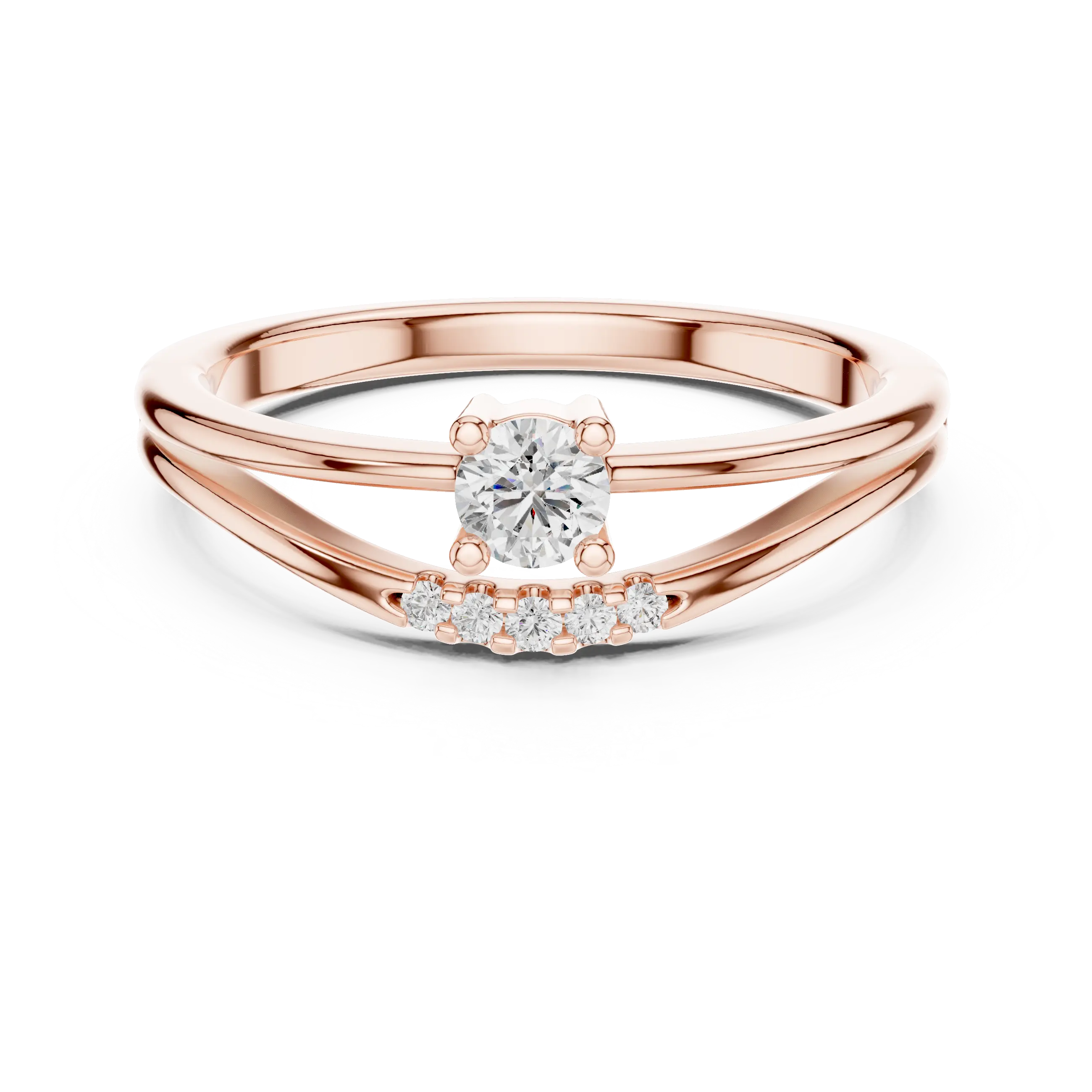 MJR054 - Round Brilliant Floating Chevron Multi Strand Ring