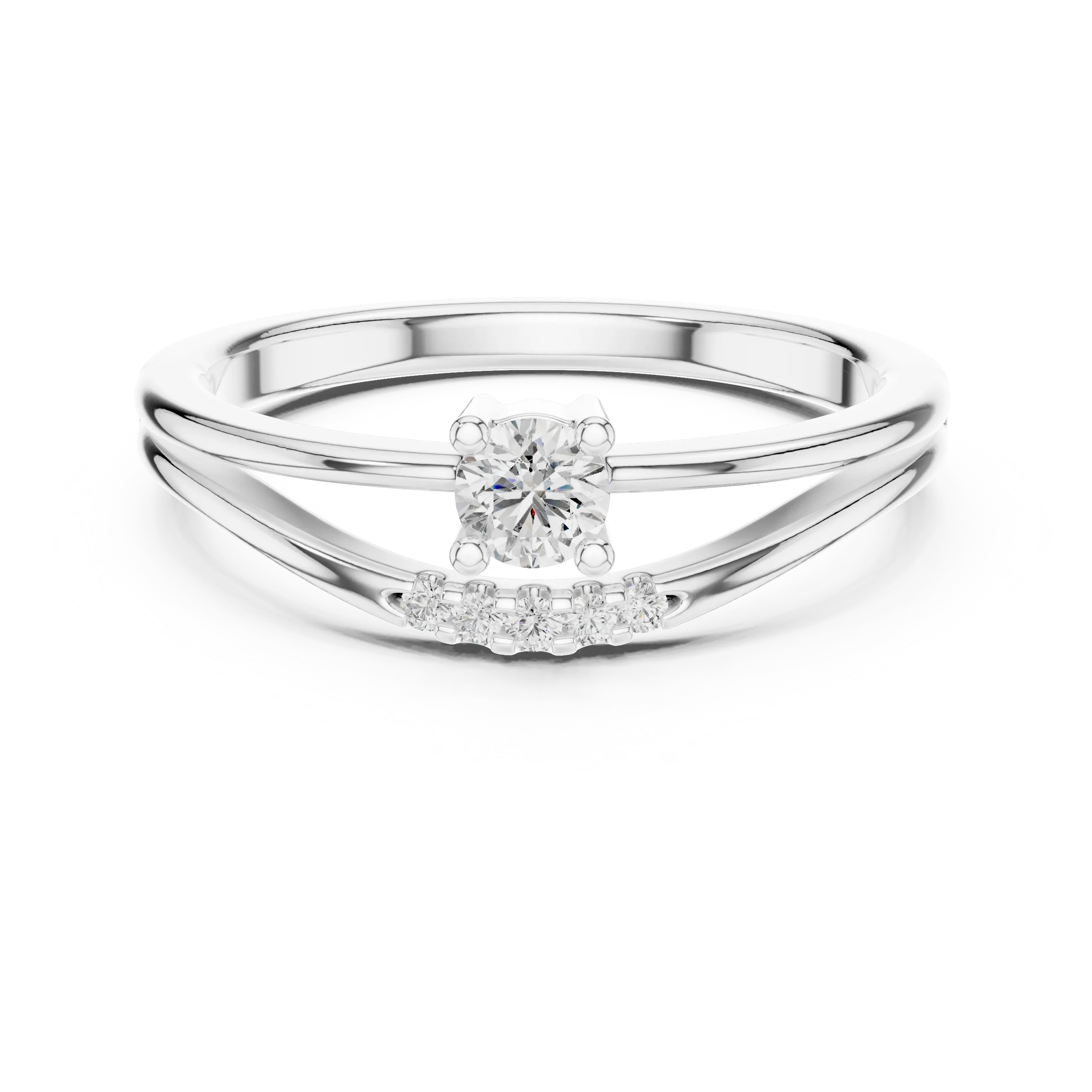 MJR054 - Round Brilliant Floating Chevron Multi Strand Ring