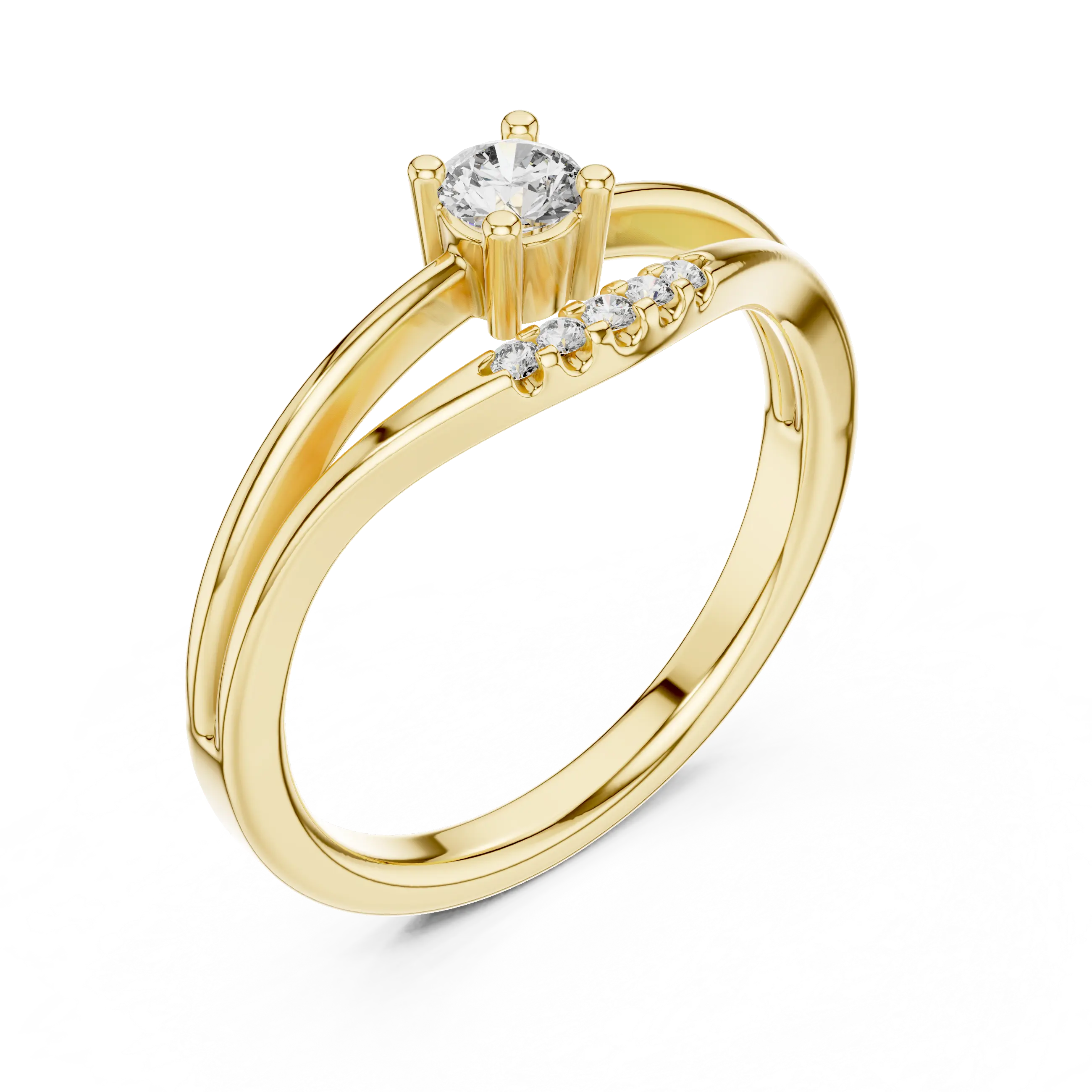 MJR054 - Round Brilliant Floating Chevron Multi Strand Ring