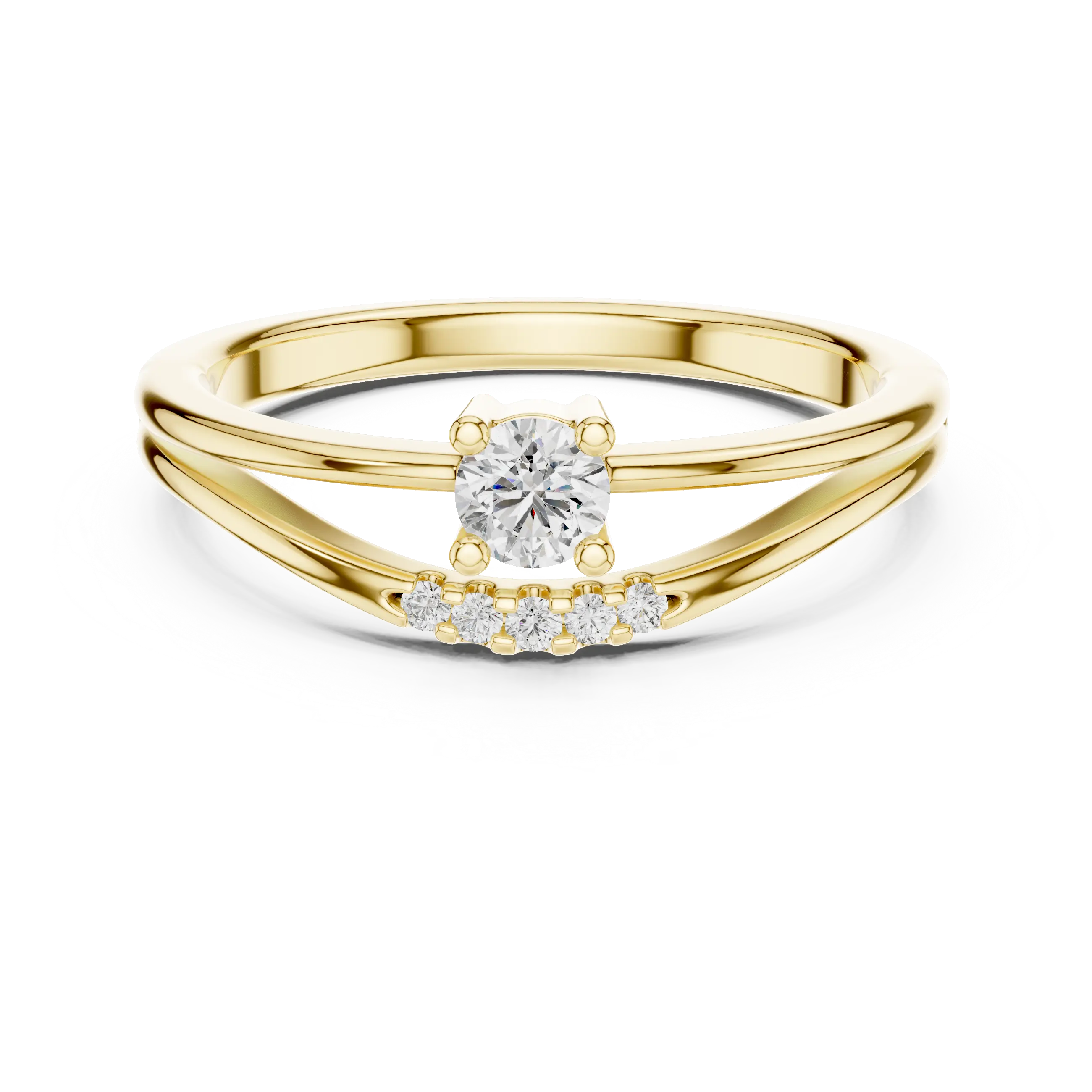 MJR054 - Round Brilliant Floating Chevron Multi Strand Ring