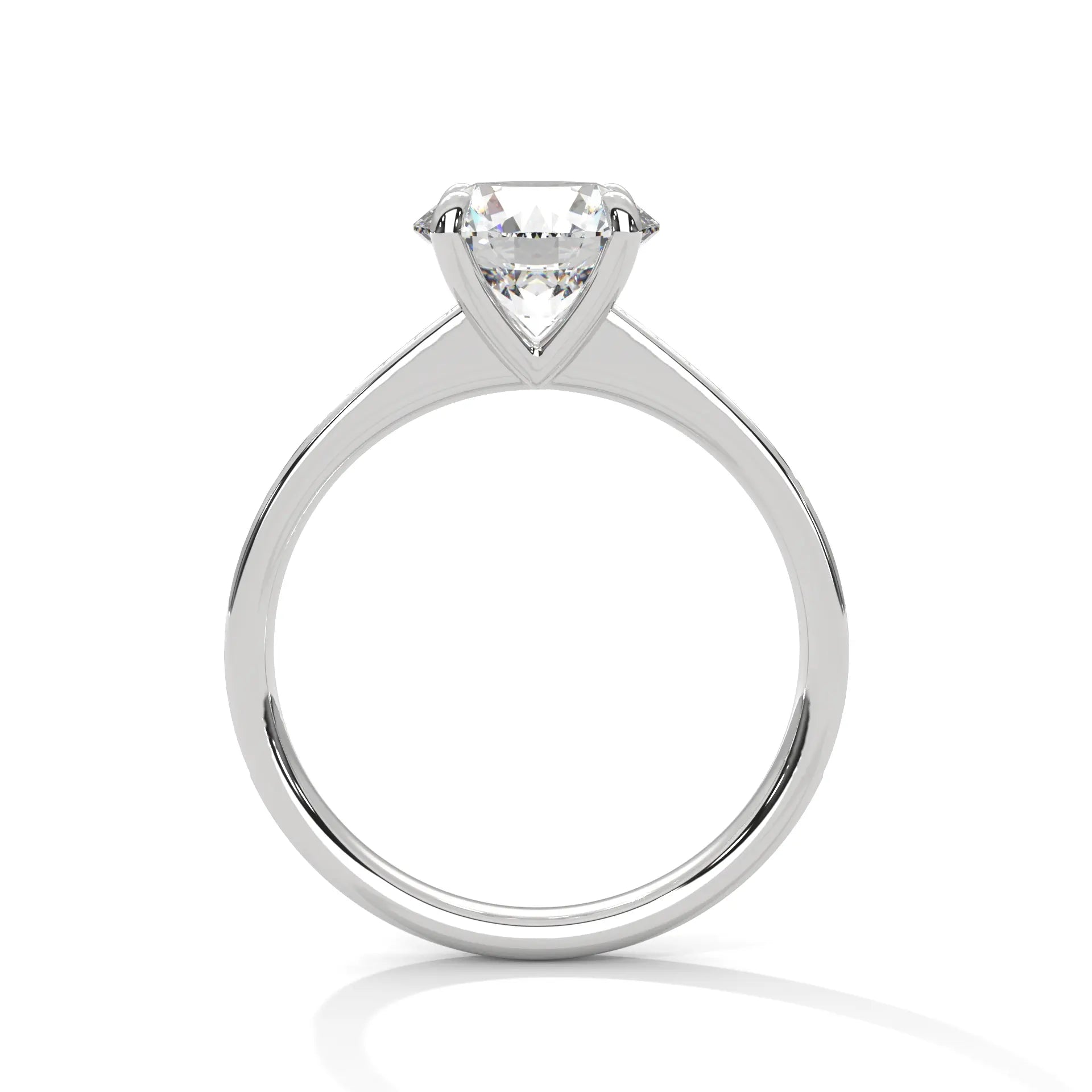 MJBS13 - Four-Prong Round Stone Pavé Accent Ring