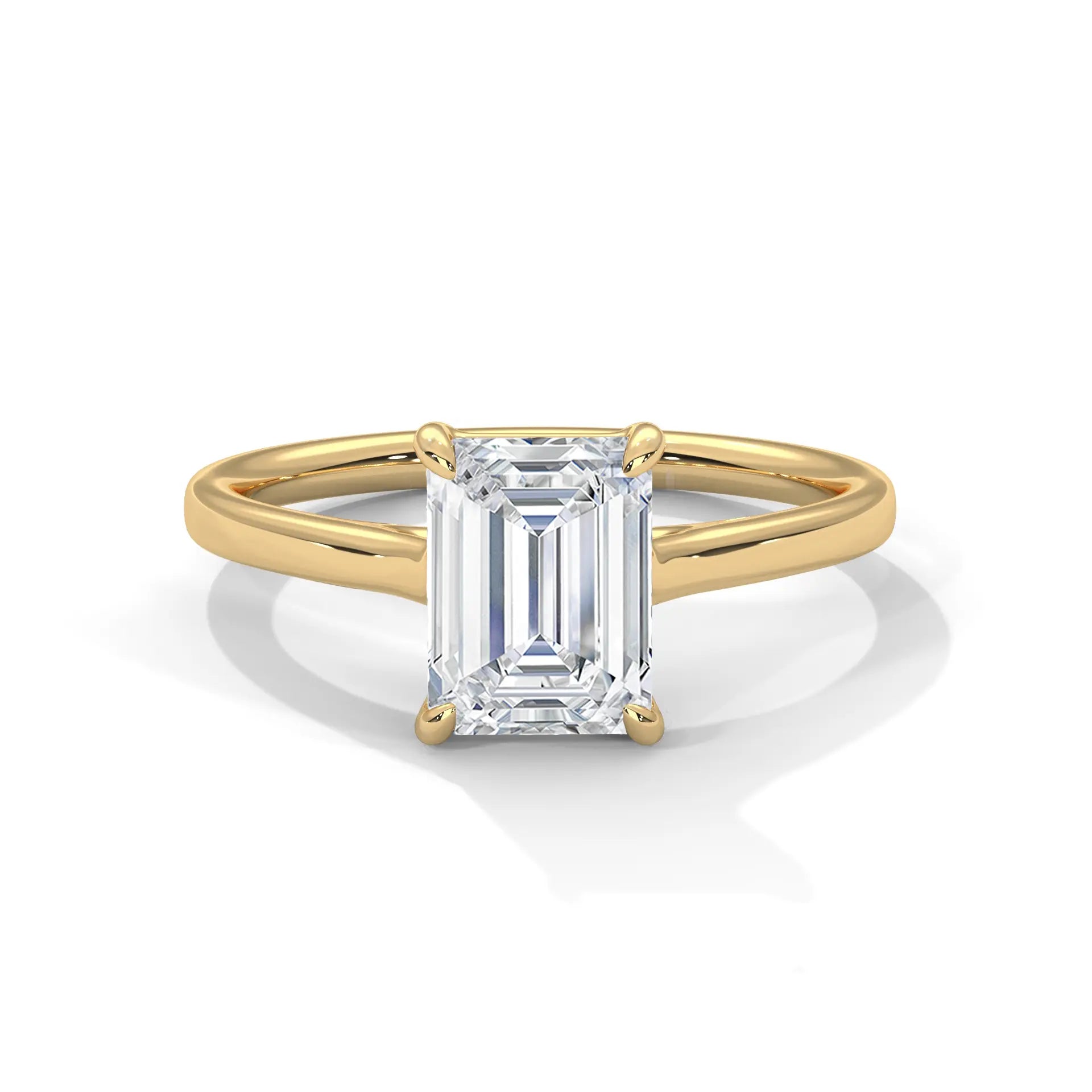 MJBS18 - Emerald Cut Solitaire Engagement Ring with Polished Band