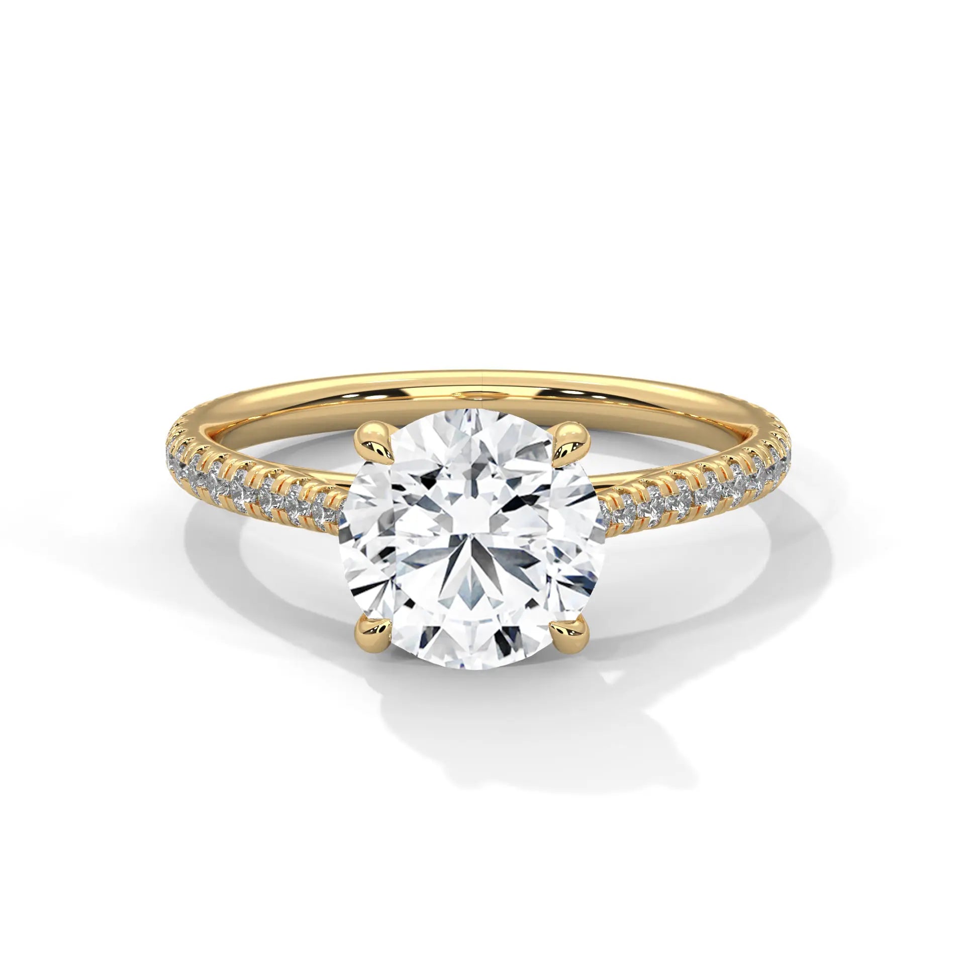 MJBS19 - Round Brilliant Criss-Cross Pavé Solitaire Ring