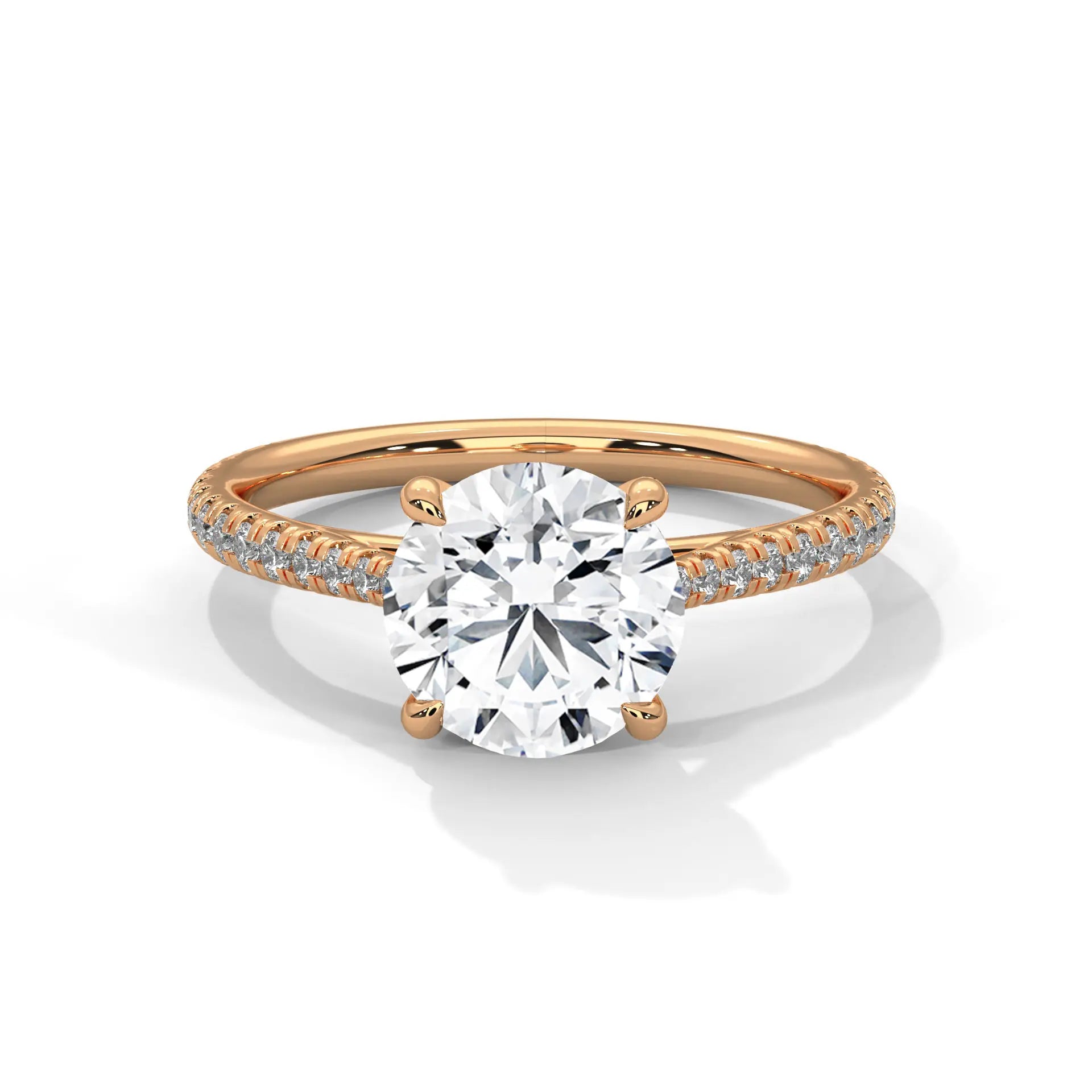MJBS19 - Round Brilliant Criss-Cross Pavé Solitaire Ring