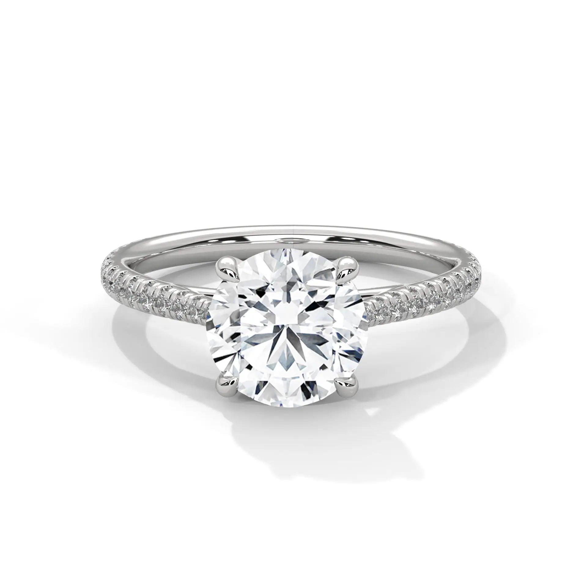 MJBS19 - Round Brilliant Criss-Cross Pavé Solitaire Ring