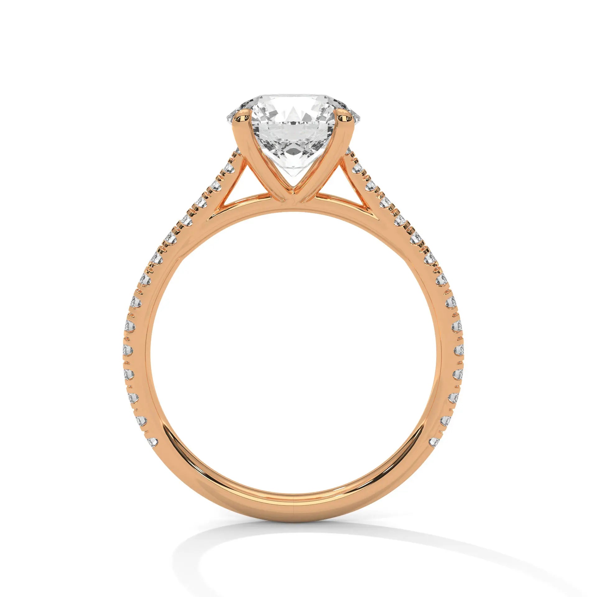 MJBS19 - Round Brilliant Criss-Cross Pavé Solitaire Ring