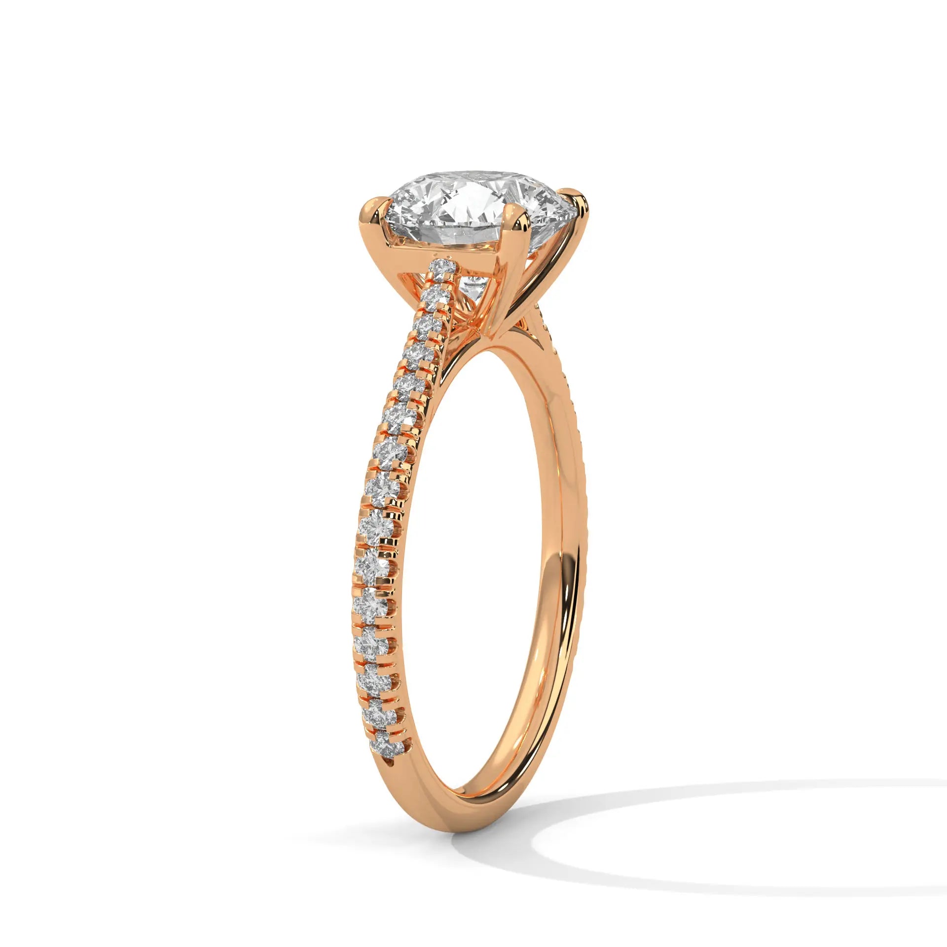 MJBS19 - Round Brilliant Criss-Cross Pavé Solitaire Ring