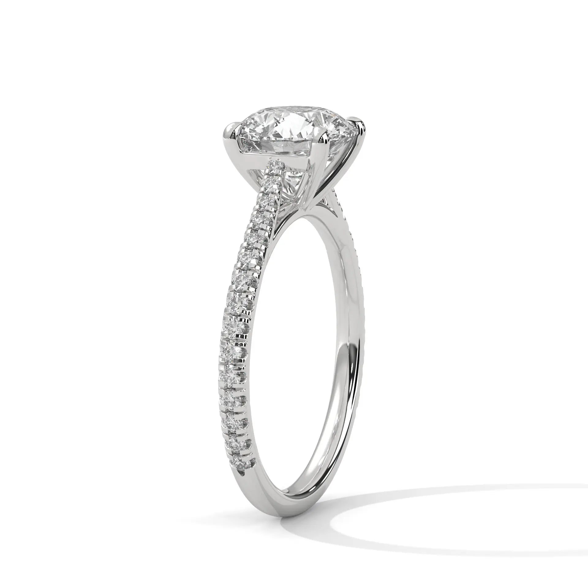 MJBS19 - Round Brilliant Criss-Cross Pavé Solitaire Ring