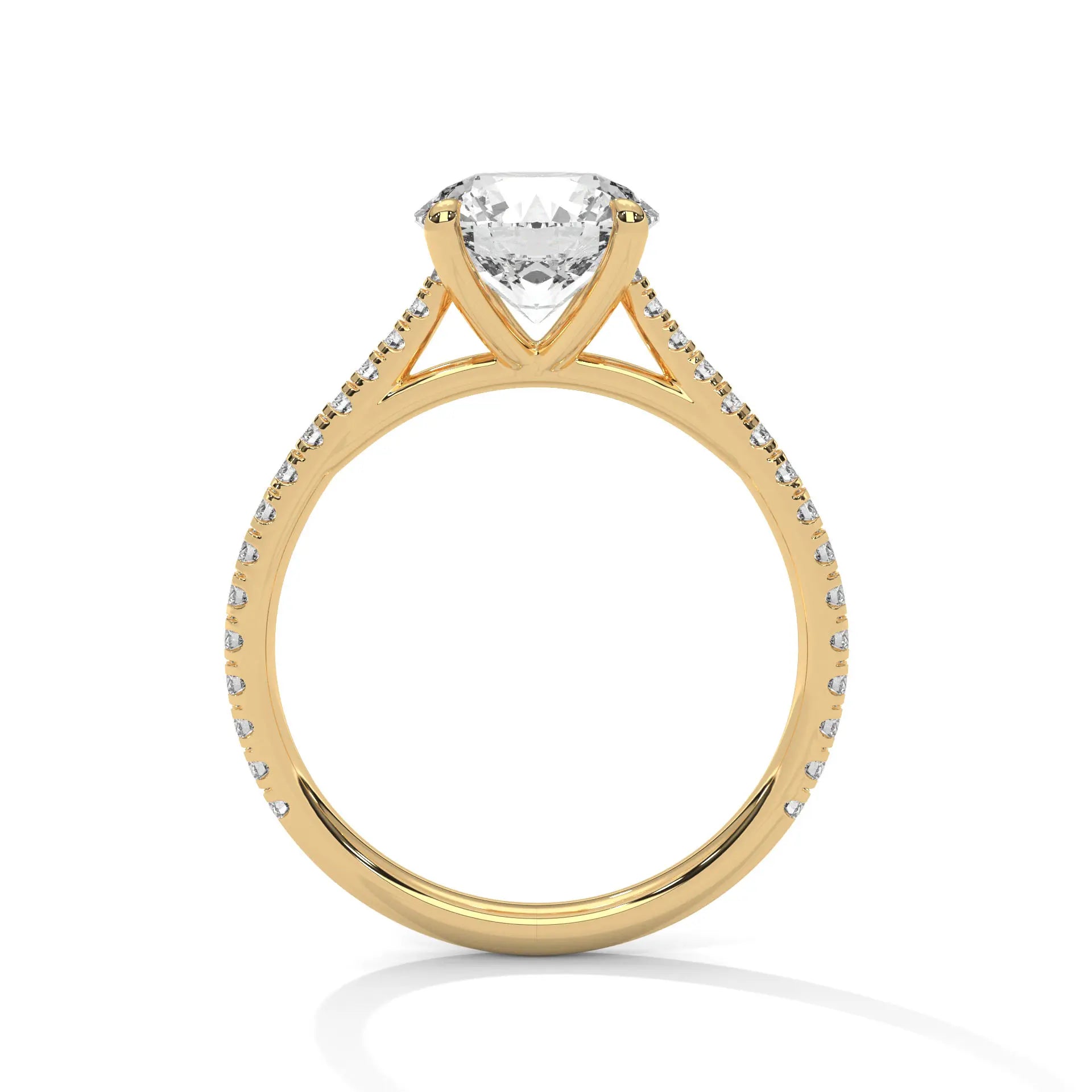 MJBS19 - Round Brilliant Criss-Cross Pavé Solitaire Ring