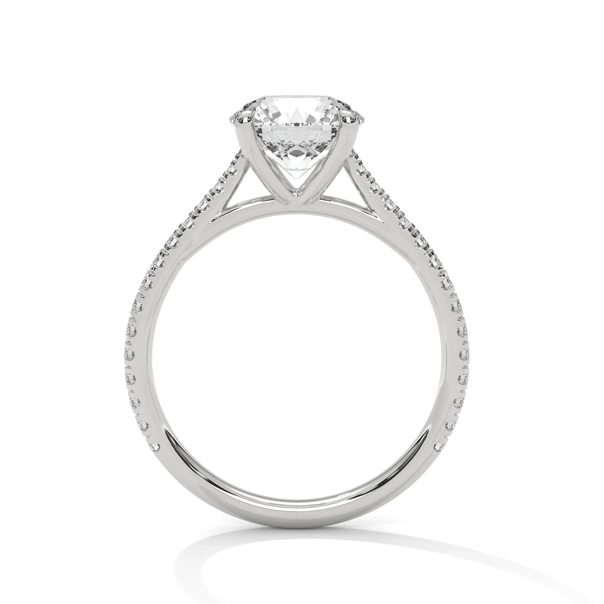 MJBS19 - Round Brilliant Criss-Cross Pavé Solitaire Ring