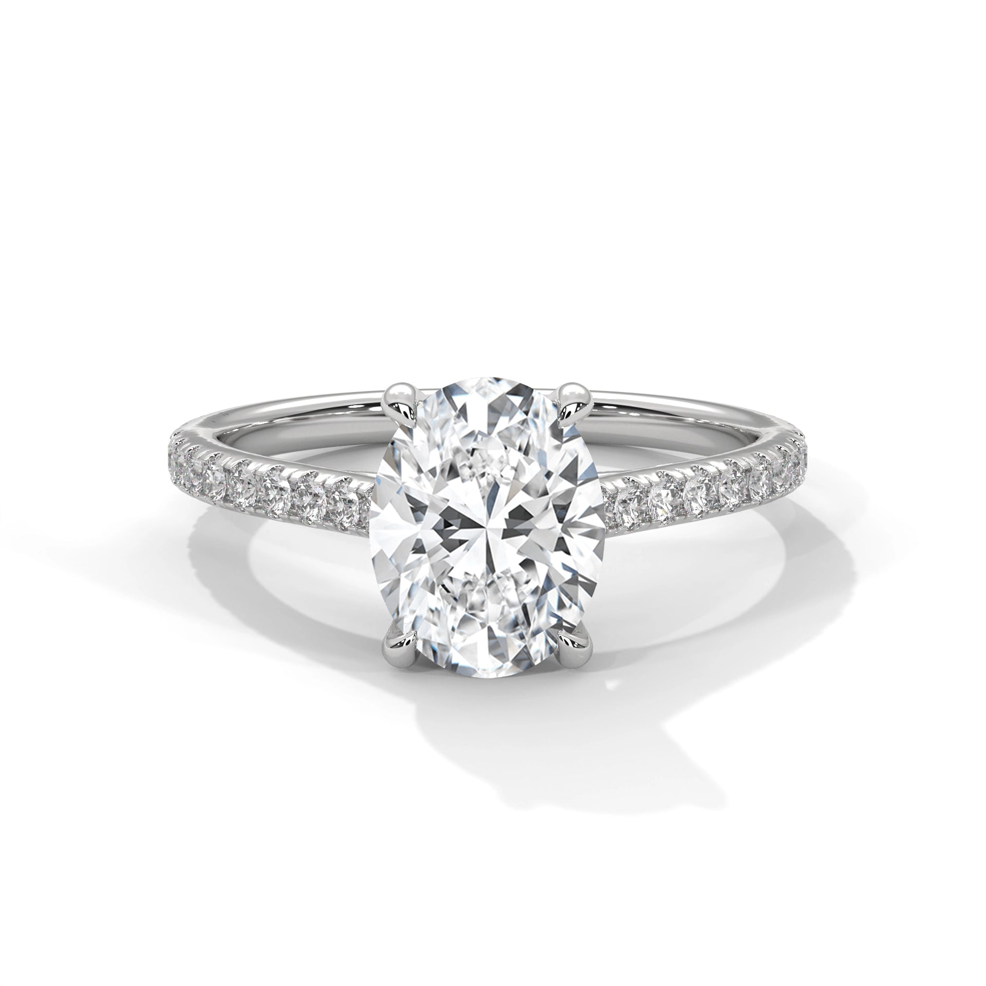 MJBS1 - Oval Solitaire Engagement Ring with Delicate Accents
