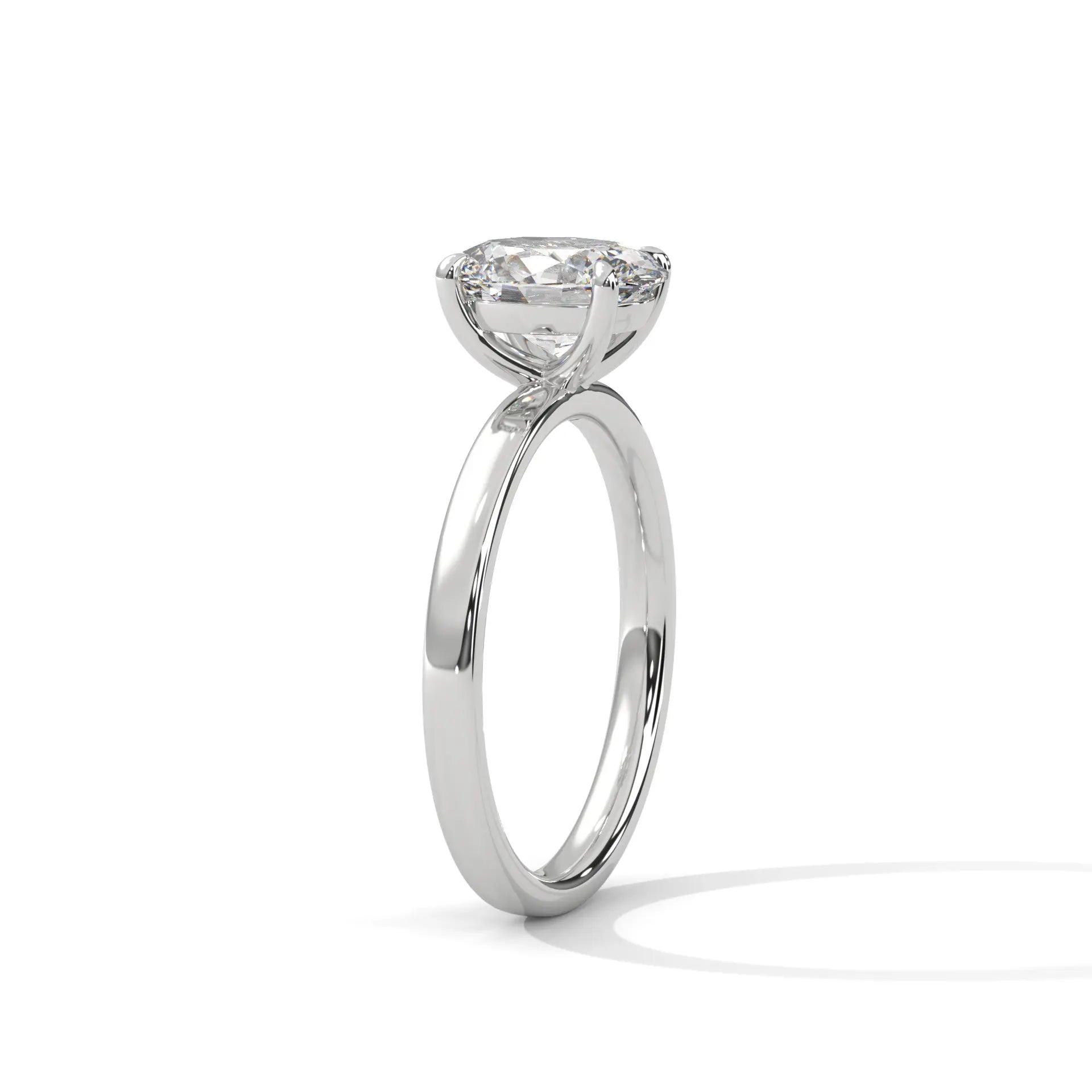 MJBS35 - Oval Solitaire Engagement Ring with Polished Band