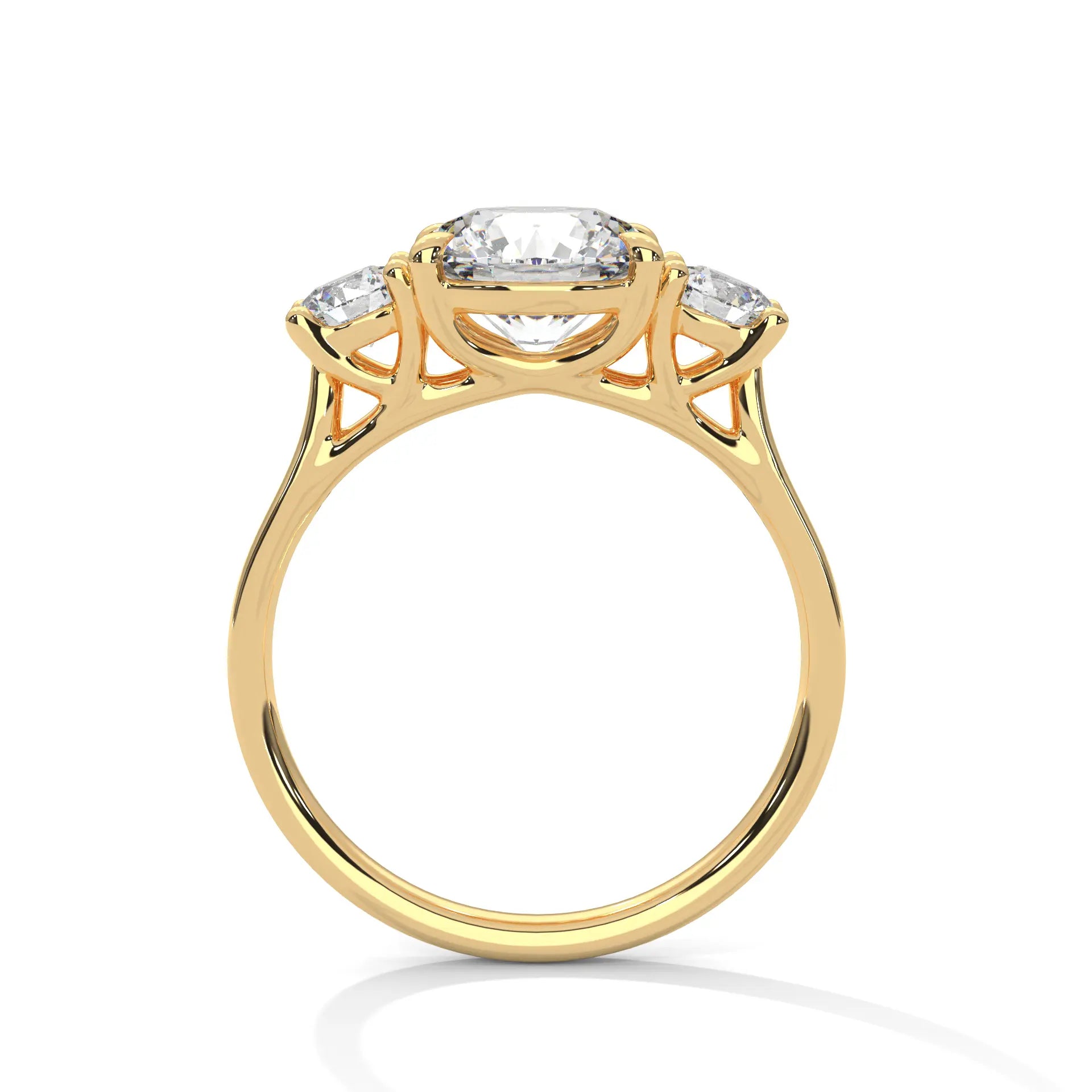 MJBS17 - Round Brilliant Trilogy Engagement Ring with Polished Band