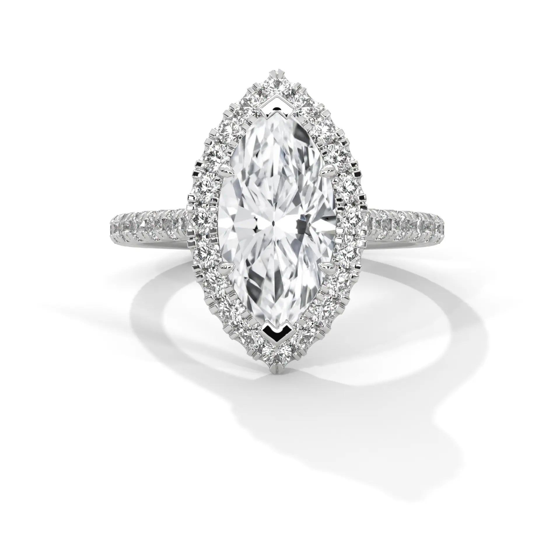 MJBS46 - Marquise Cut French Pavé Halo Engagement Ring