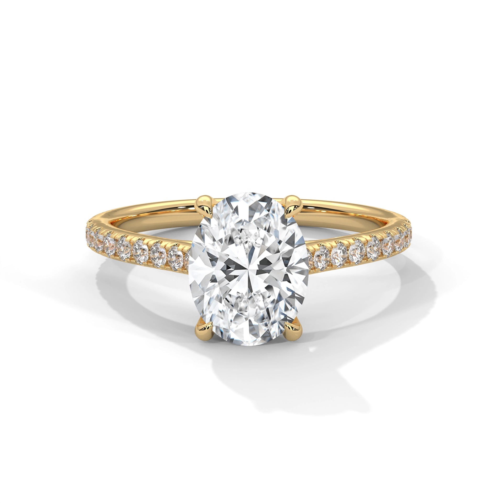 MJBS1 - Oval Solitaire Engagement Ring with Delicate Accents