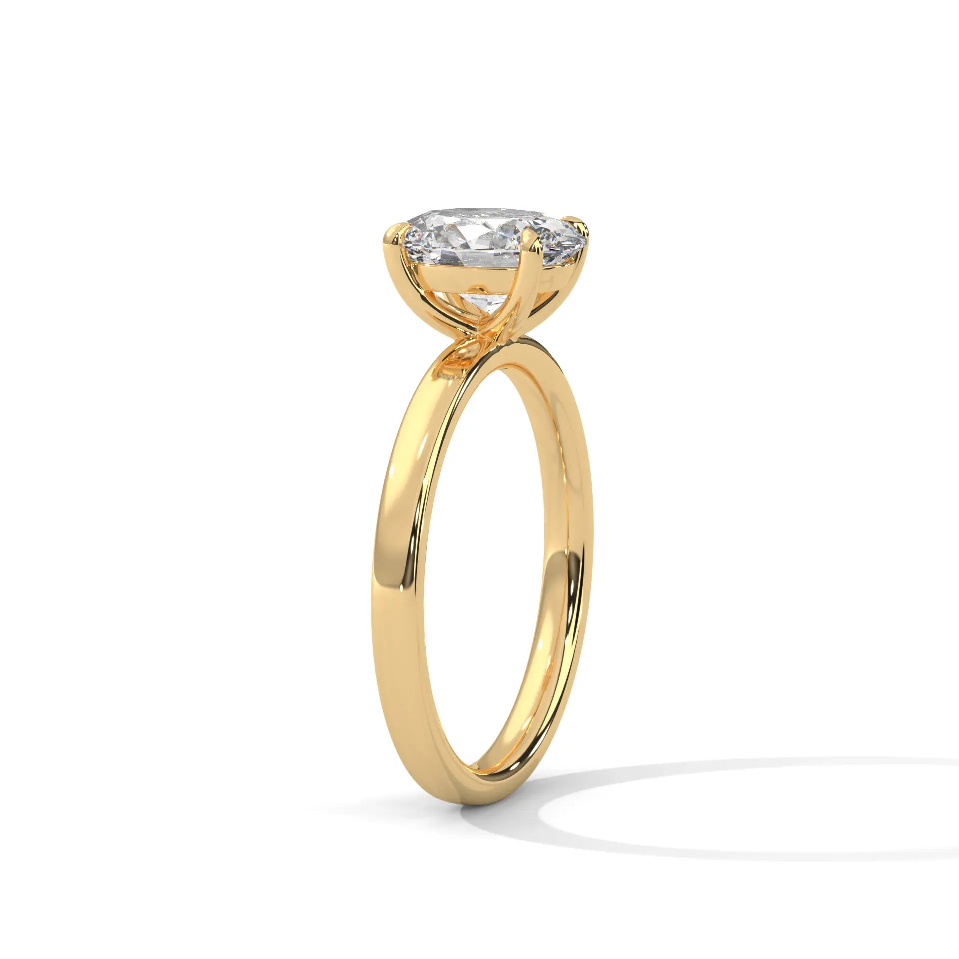 MJBS35 - Oval Solitaire Engagement Ring with Polished Band
