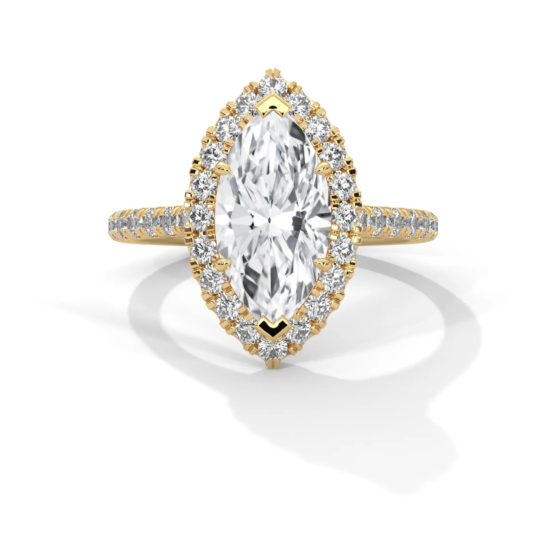 MJBS46 - Marquise Cut French Pavé Halo Engagement Ring