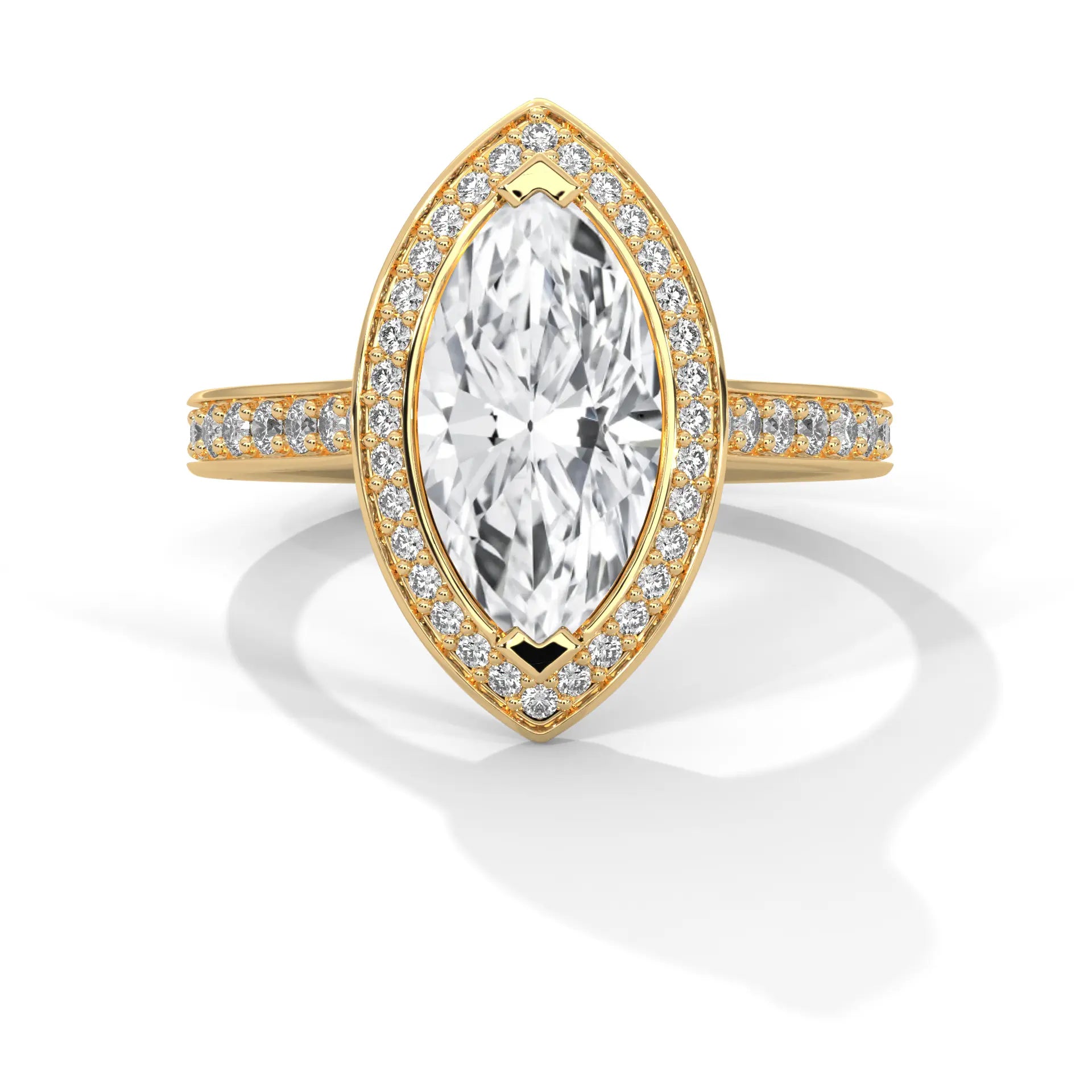 MJBS48 - Cathedral Style Marquise Bezel Halo Wedding Ring